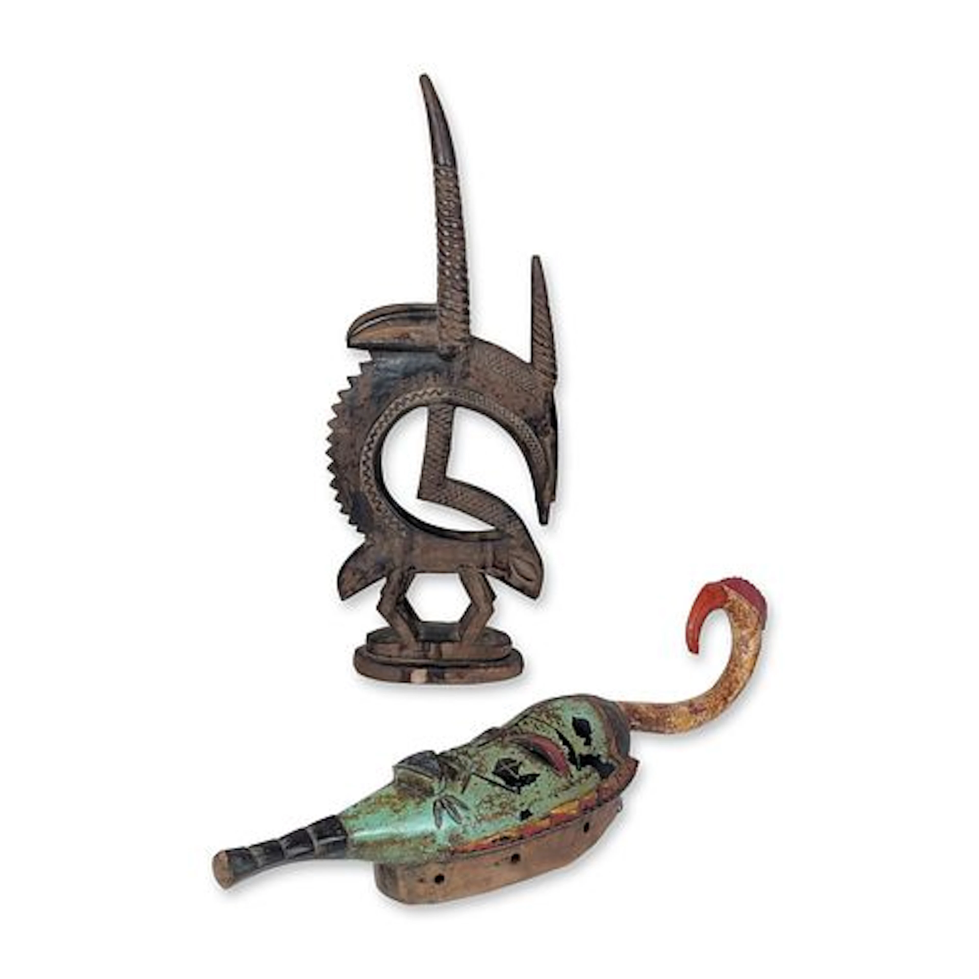 2pc Austin Productions Tji Wara Sculpture and Painted Wood Mask
