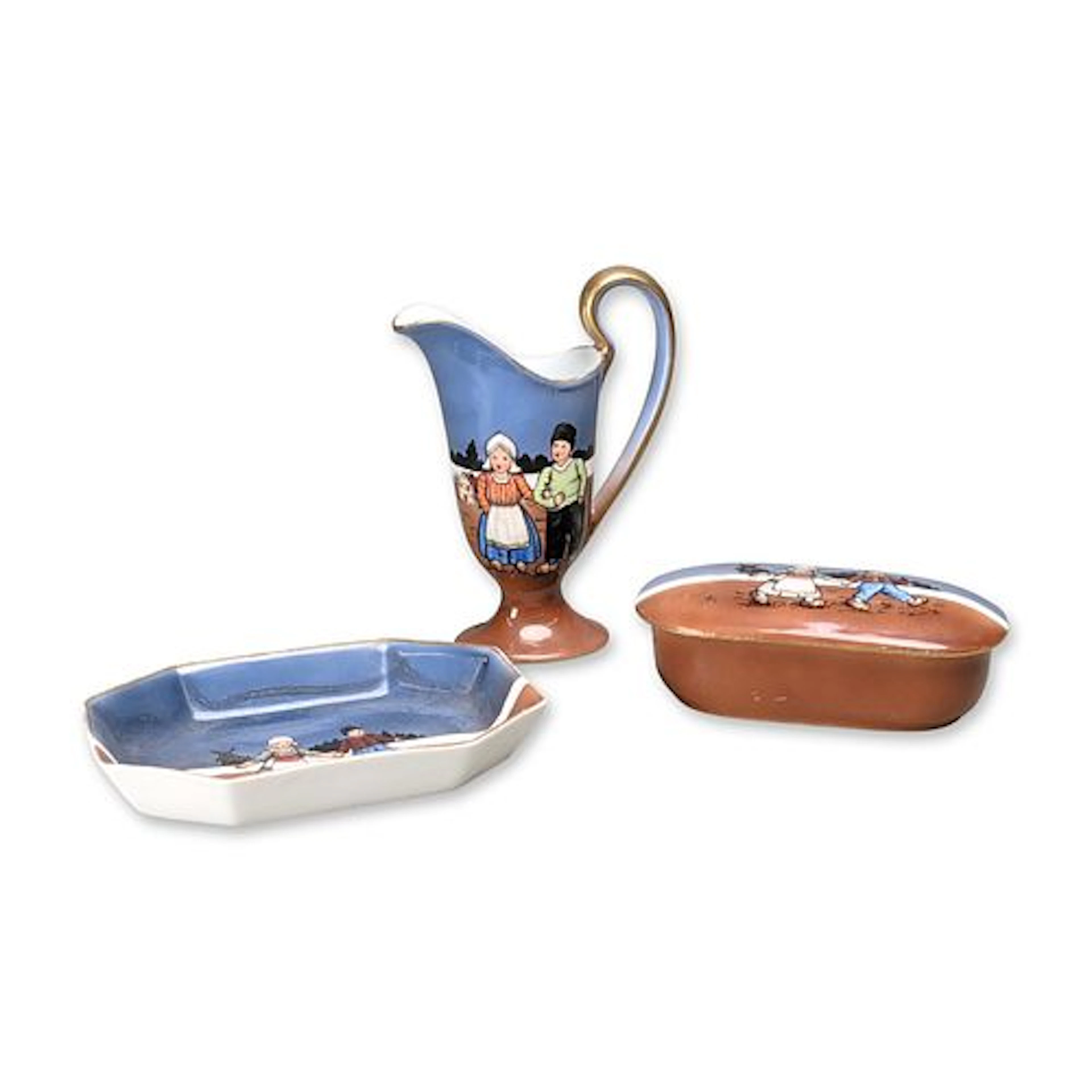 3pc Royal Bayreuth Bavaria Porcelain Dutch Children Tableware