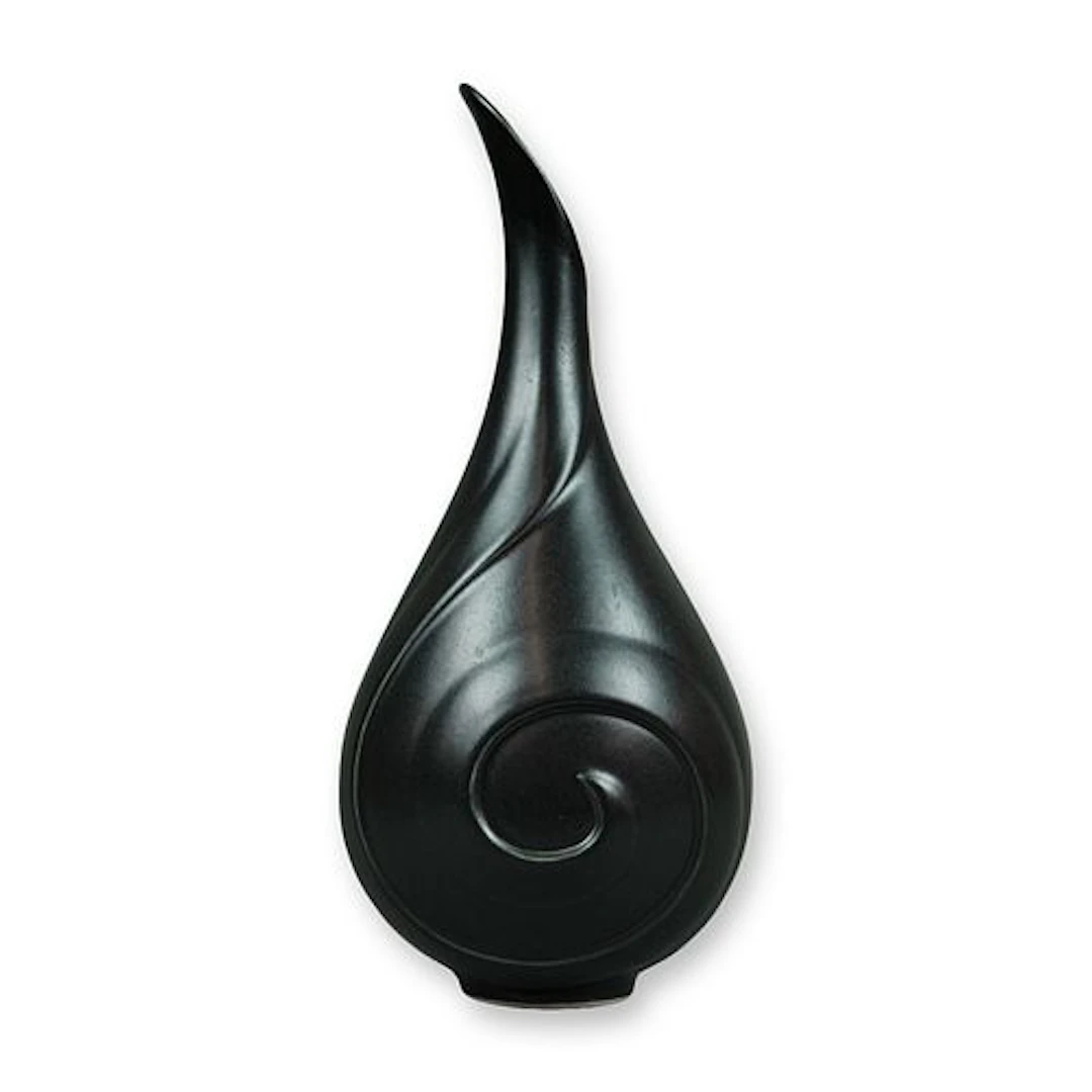 Rookwood Pottery Contemporary Matte Black Spiral Relief Ceramic Vase 2015
