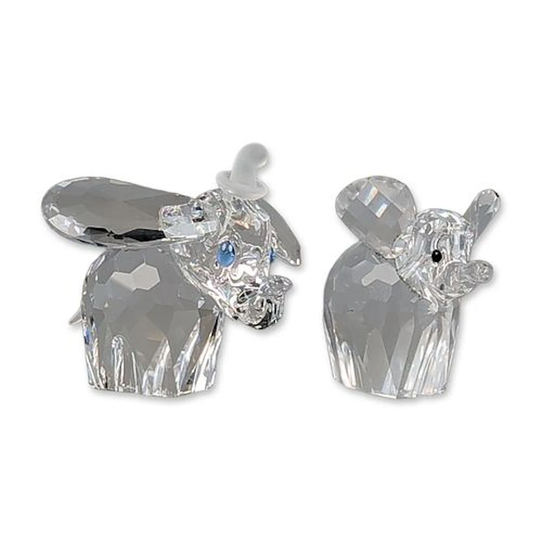 2pc Swarovski Crystal Elephant Figurines including Disney Dumbo