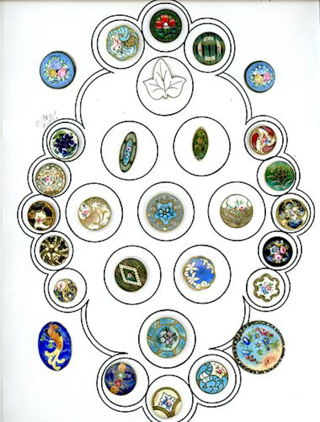 A CARD OF DIVISION ONE AND THREE ENAMEL BUTTONS