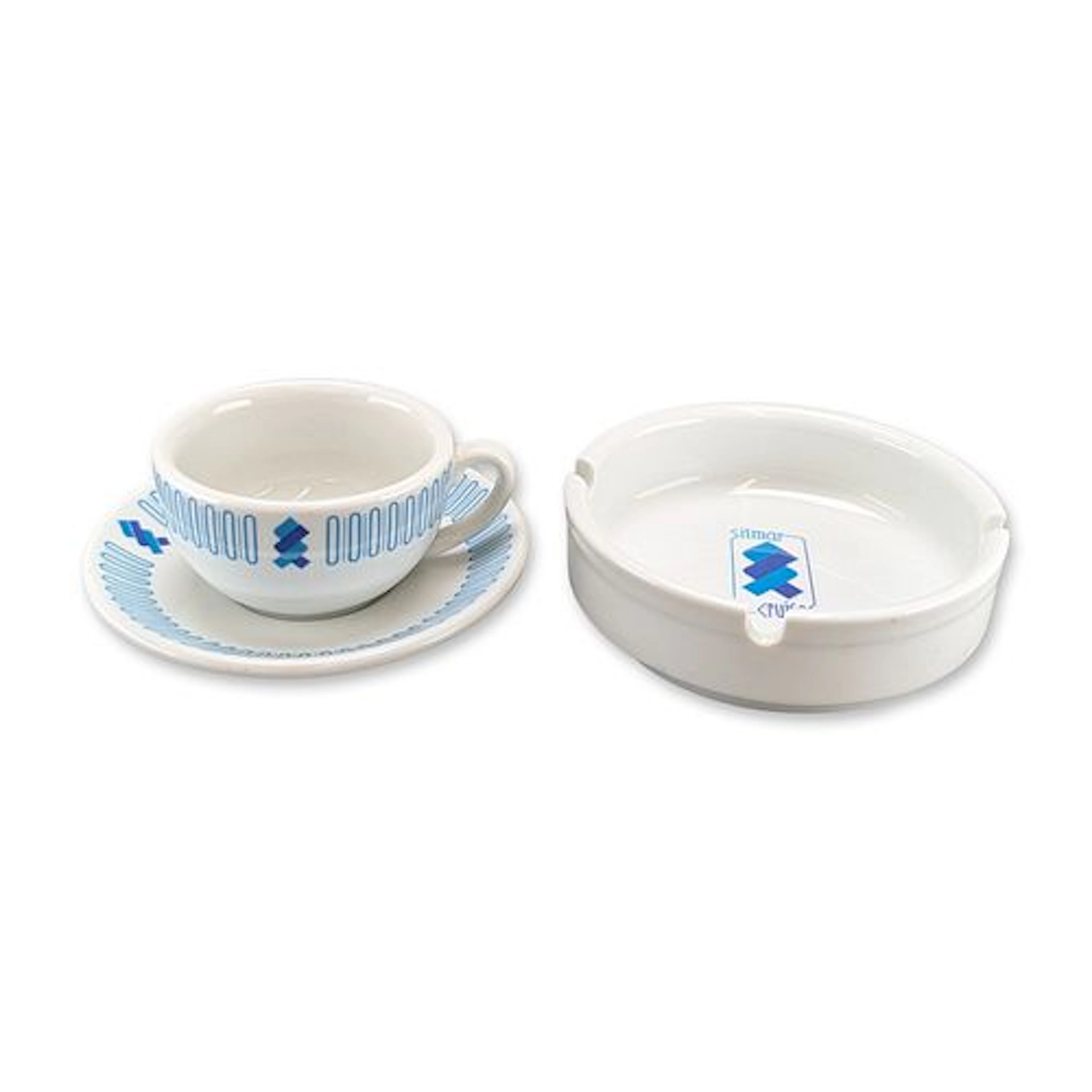3pc Richard Ginori for Sitmar Cruises Porcelain Cup, Saucer and Ashtray