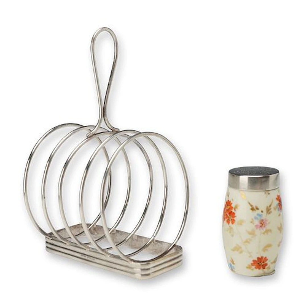 2pc Lot Napier Sterling Silver Toast Rack and Wedgwood Porcelain and