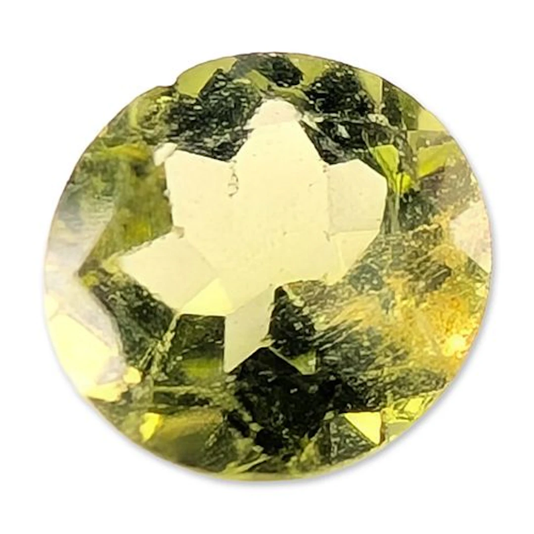Yellowish Green Round Faceted Loose Gemstone