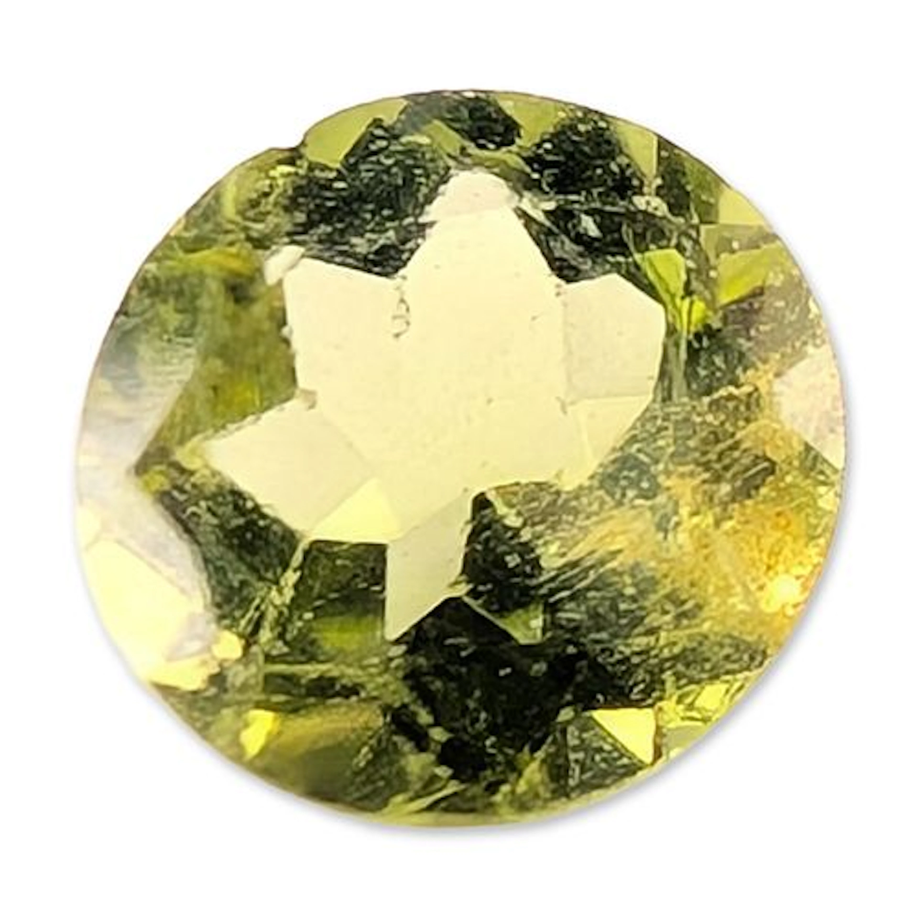 Yellowish Green Round Faceted Loose Gemstone