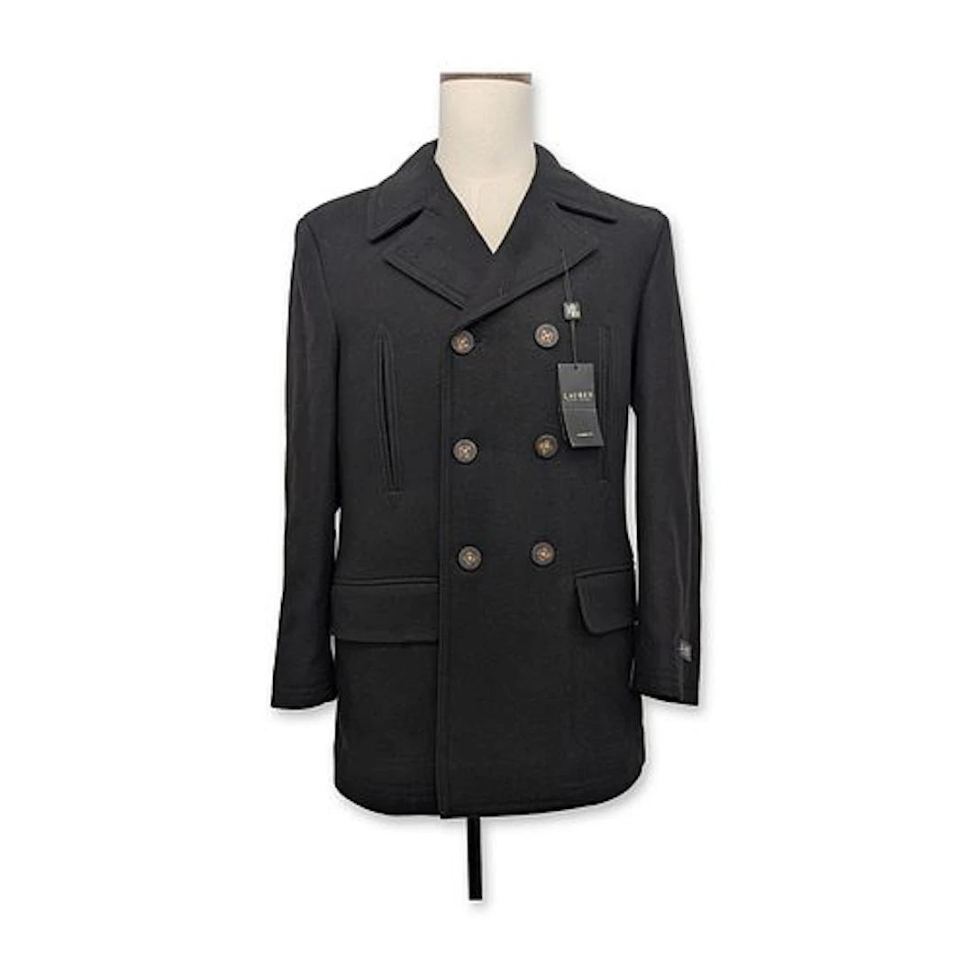 Lauren Ralph Lauren Luke Men's Black Wool Blend Classic Fit Overcoat