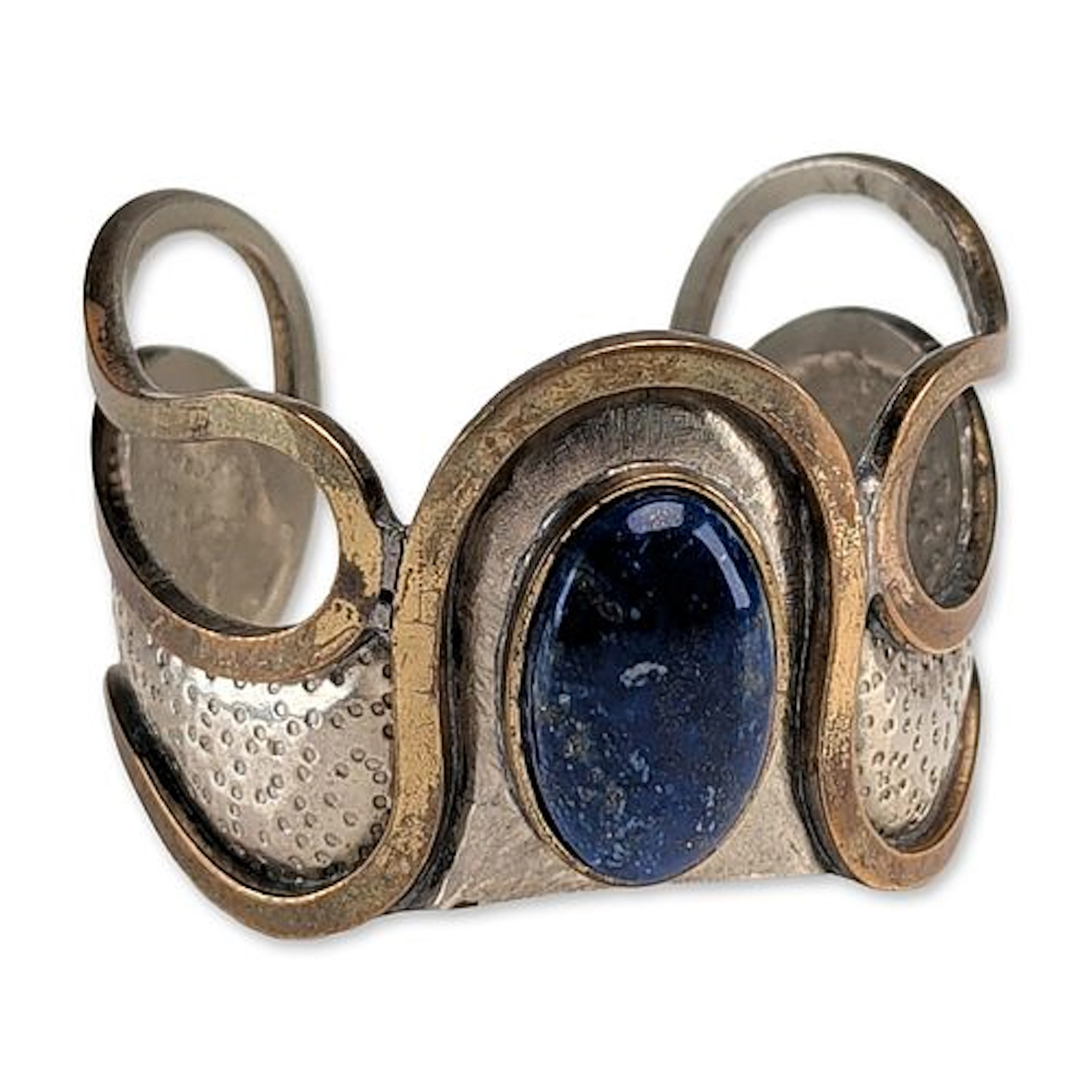 Morita Gil Chilean Mixed Metal Lapis Lazuli Cuff Bracelet