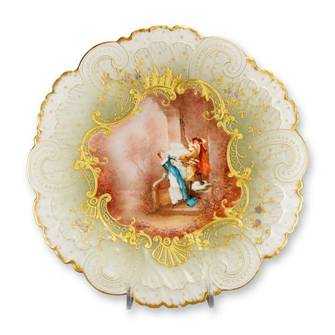 Mansard Paris Belle Epoque Hand-Painted Rococo Revival Cabinet Plate