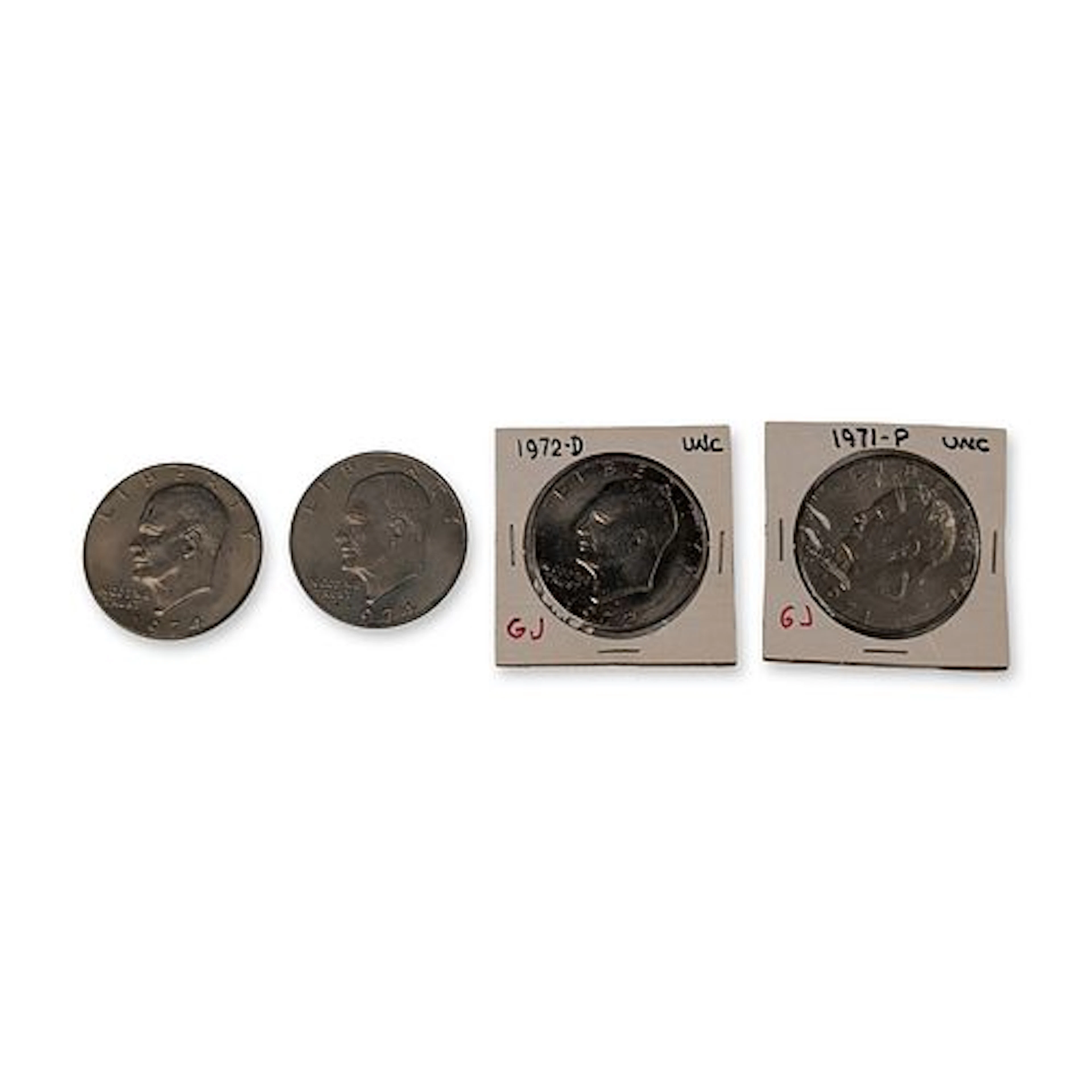 4pc 1971, 1972 and 1974 US Eisenhower Dollar Copper Nickel Coins