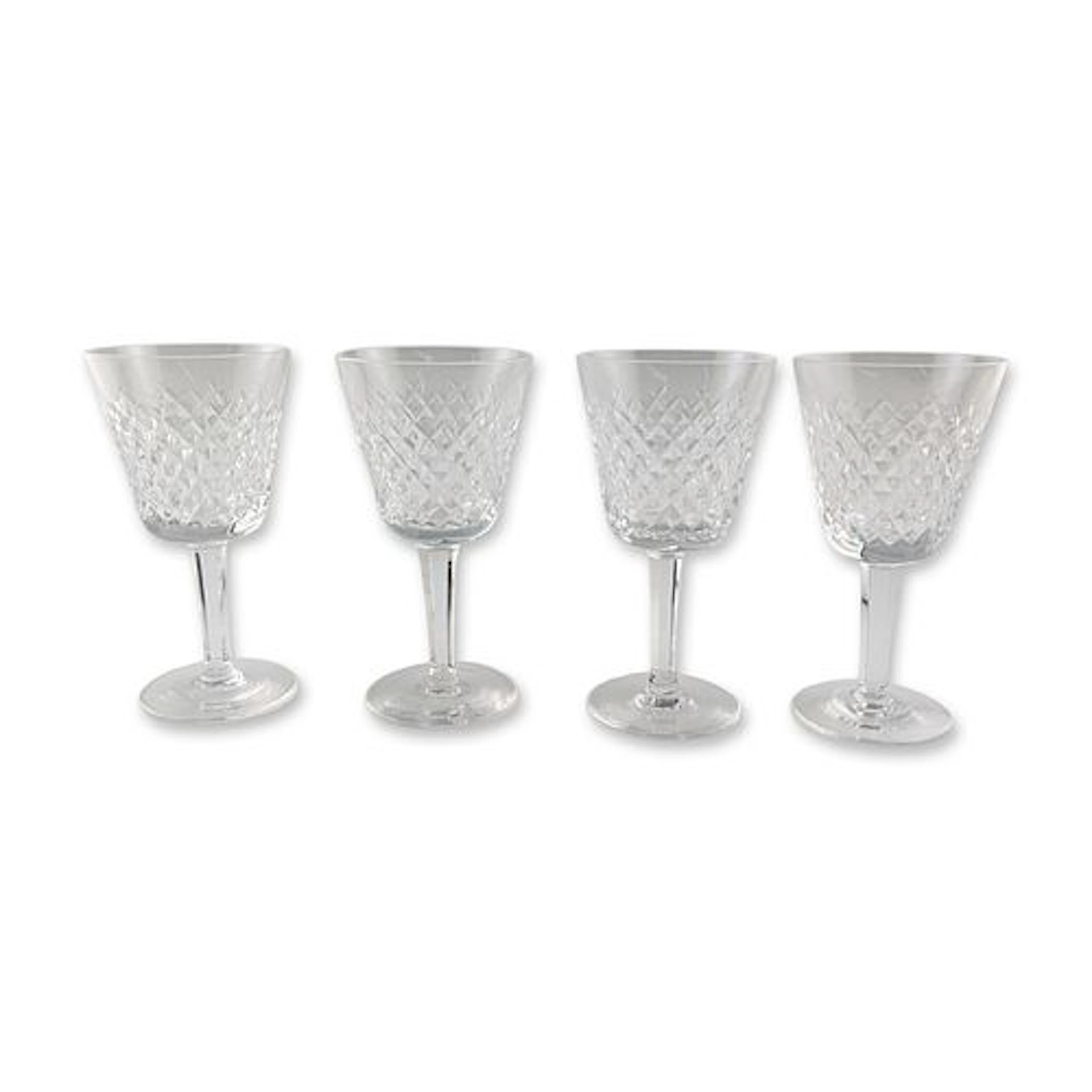 4pc Waterford Alana Pattern Crystal Stemware Wine Glasses Set