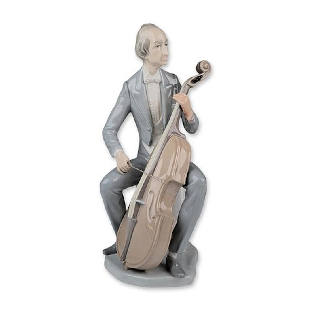 A Lladro Porcelain Sculpture of a Cellist, Model 4651