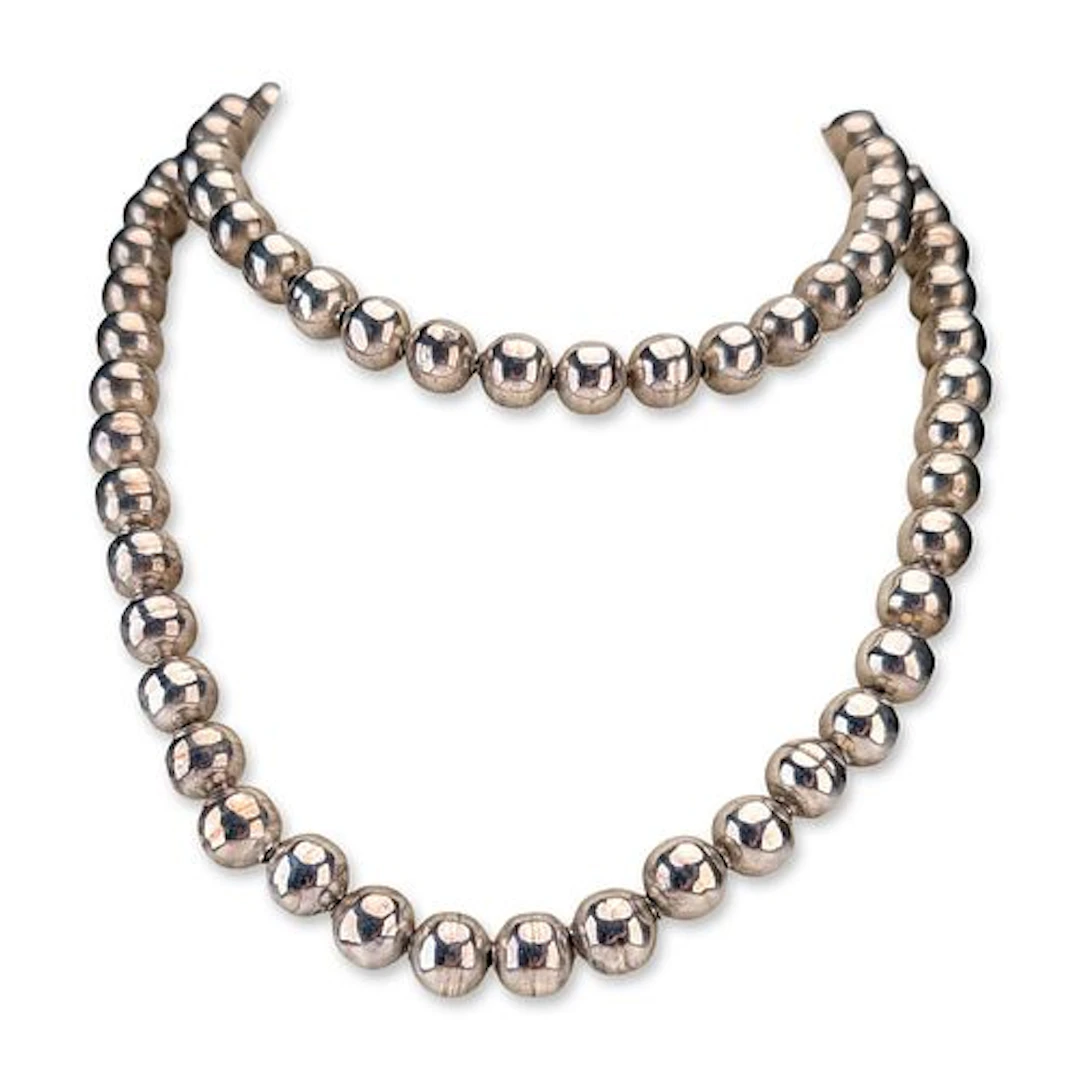 Taxco Mexican Sterling Silver Graduated Bead Necklace