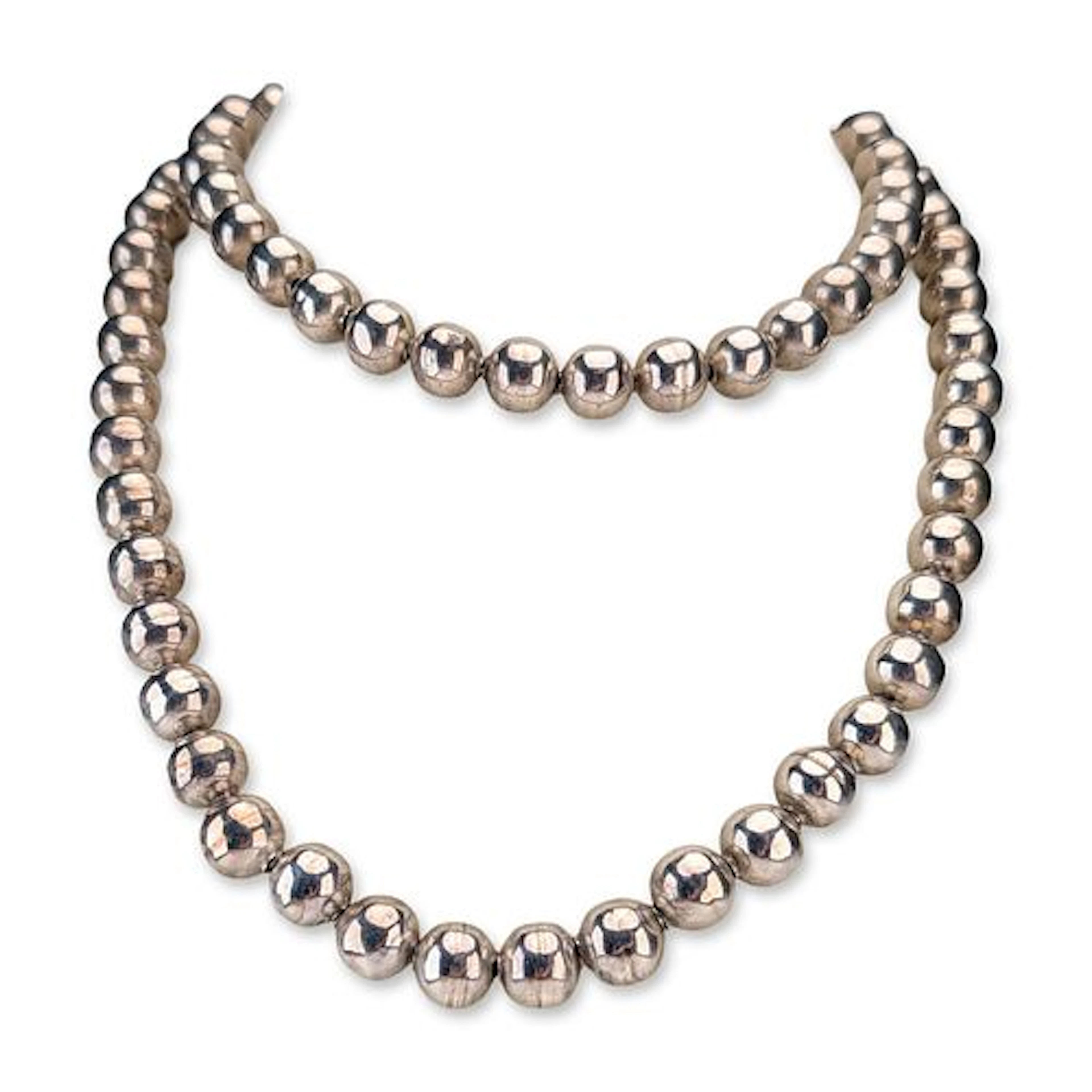 Taxco Mexican Sterling Silver Graduated Bead Necklace