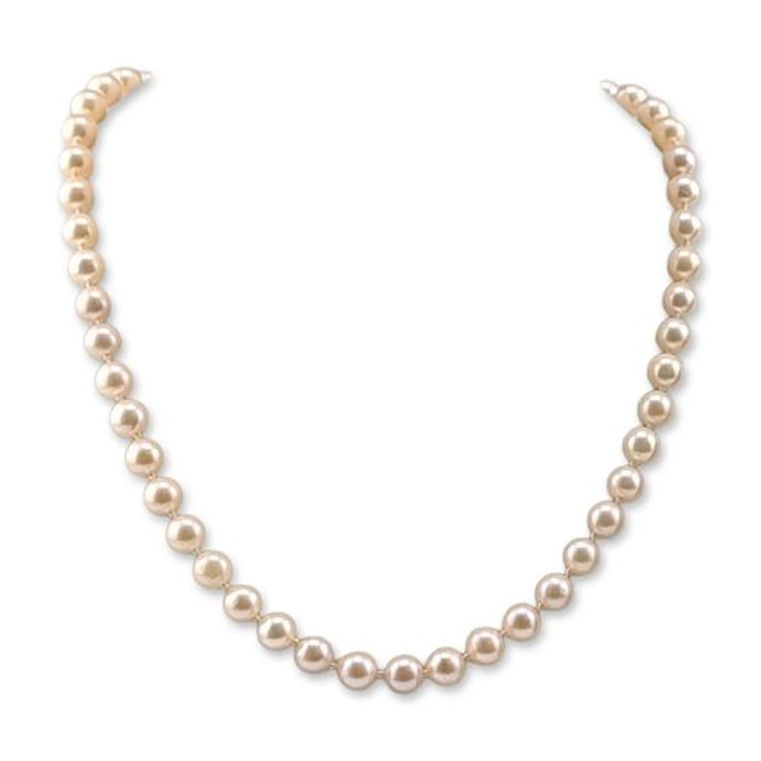 Cultured Pearl Necklace with 14K White Gold Clasp and Original Presentation