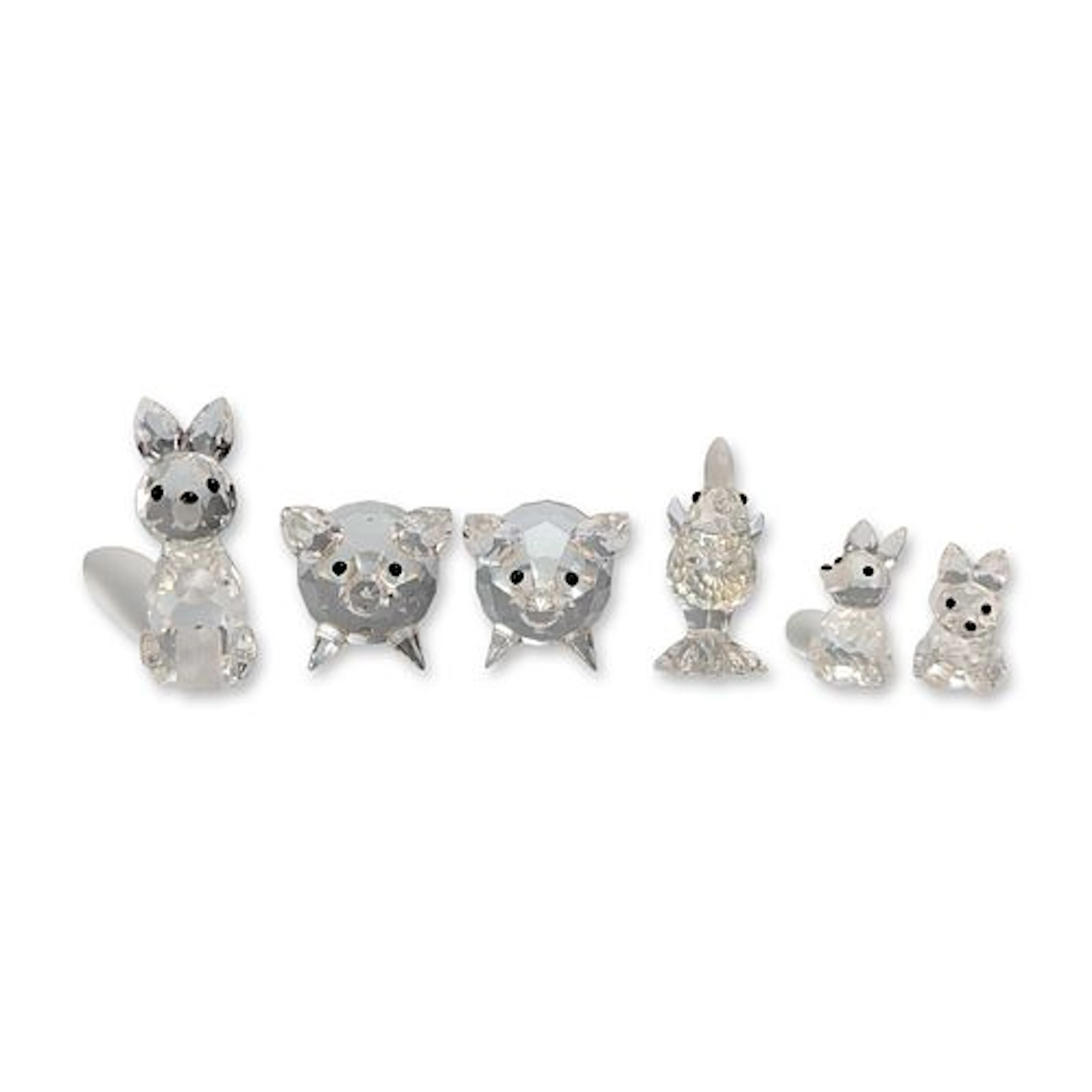 6pc Swarovski Silver Crystal Animal Figurine Collection