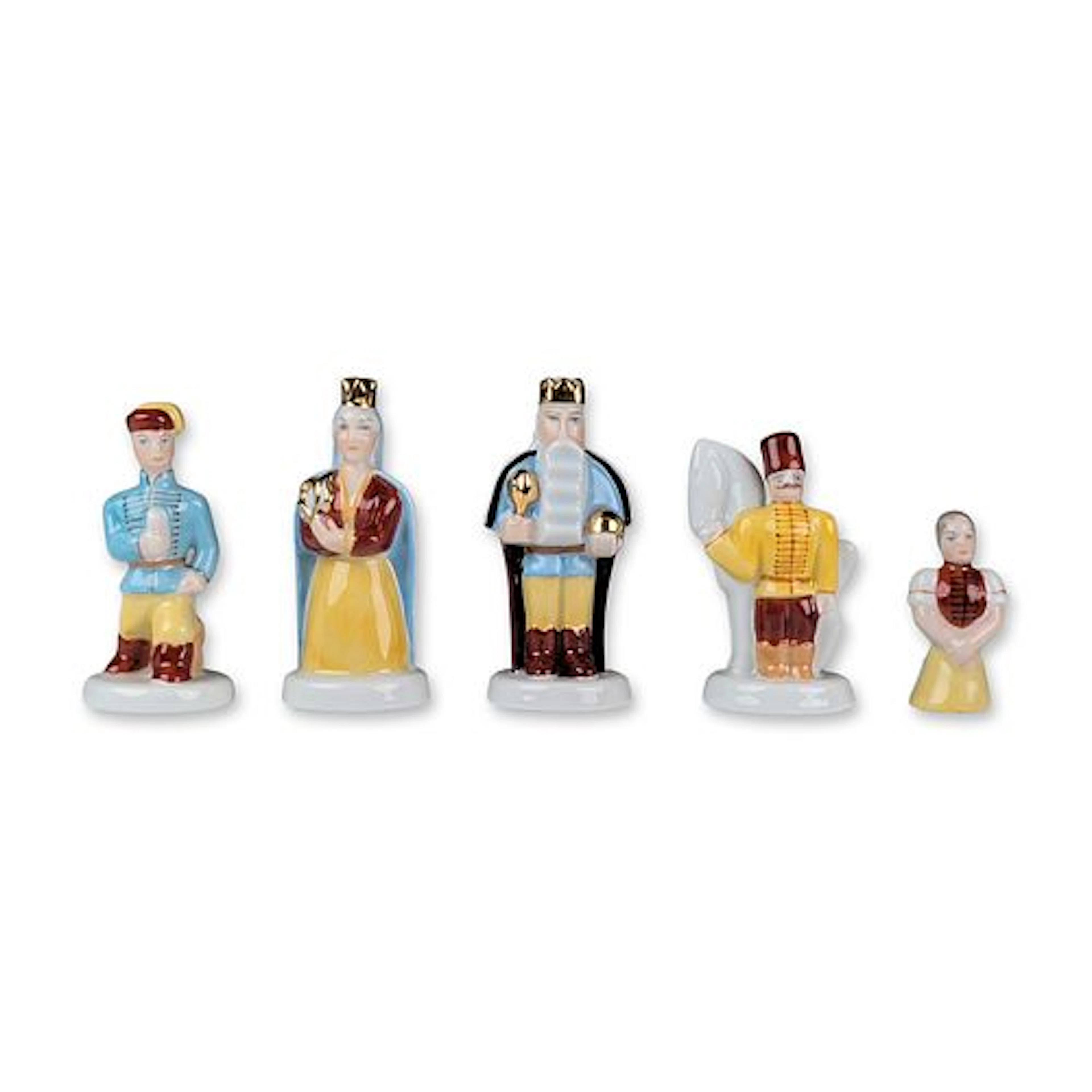 5pc Herend Hungarian Porcelain Chess Pieces