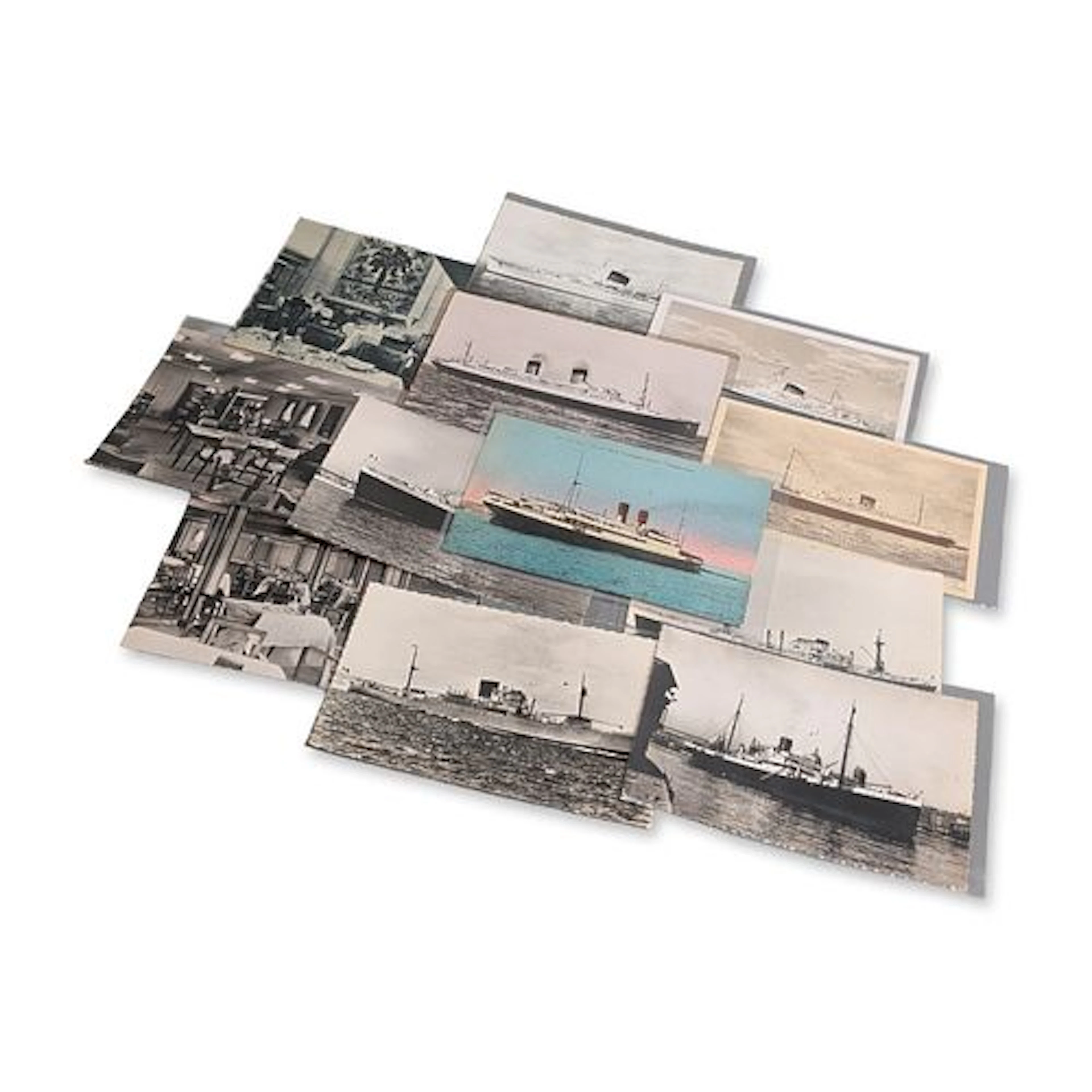 12pc Mid-Century Compagnie Generale Transatlantique Ocean Liner Postcards