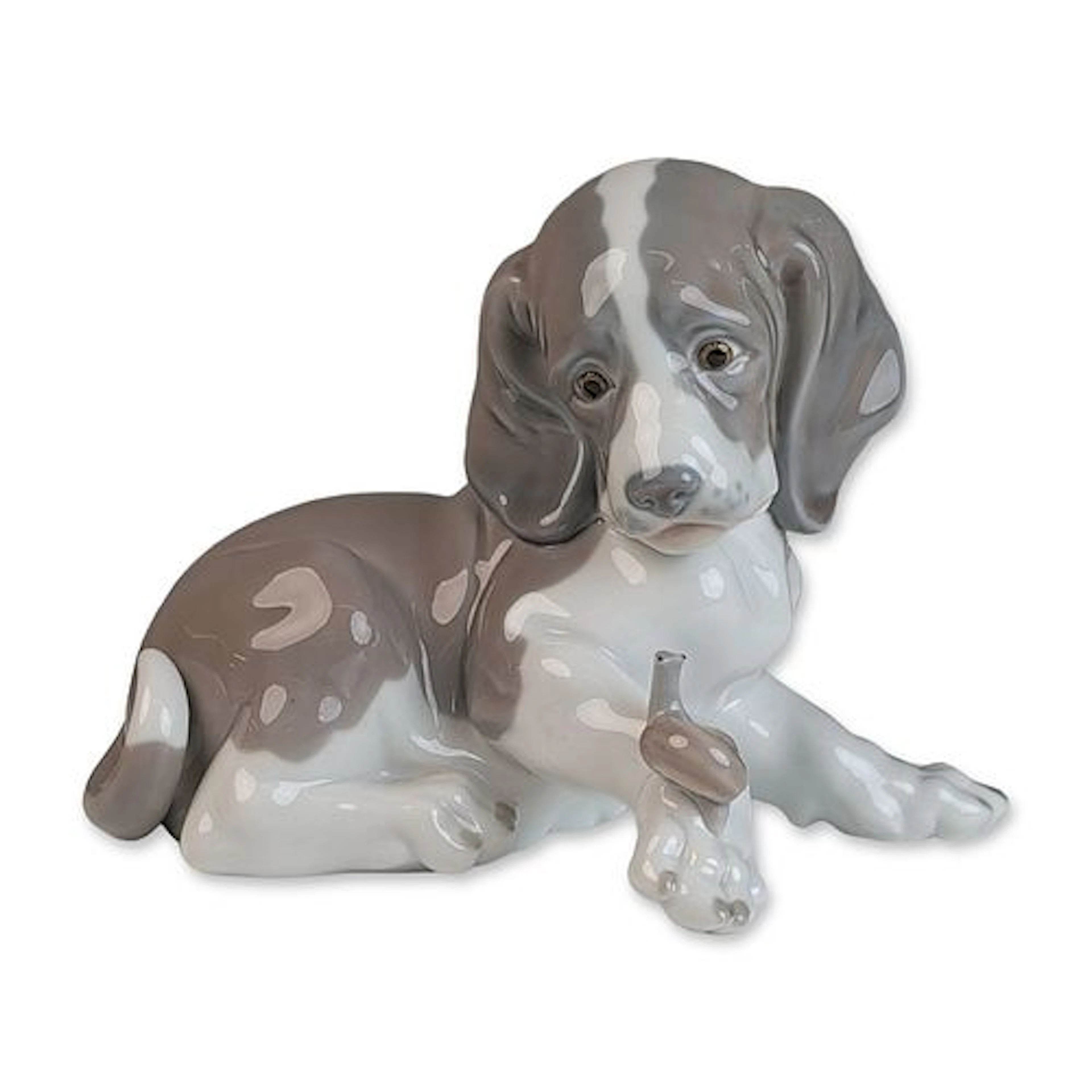 Lladro Glazed Porcelain Figurine Dog with Snail 01001139