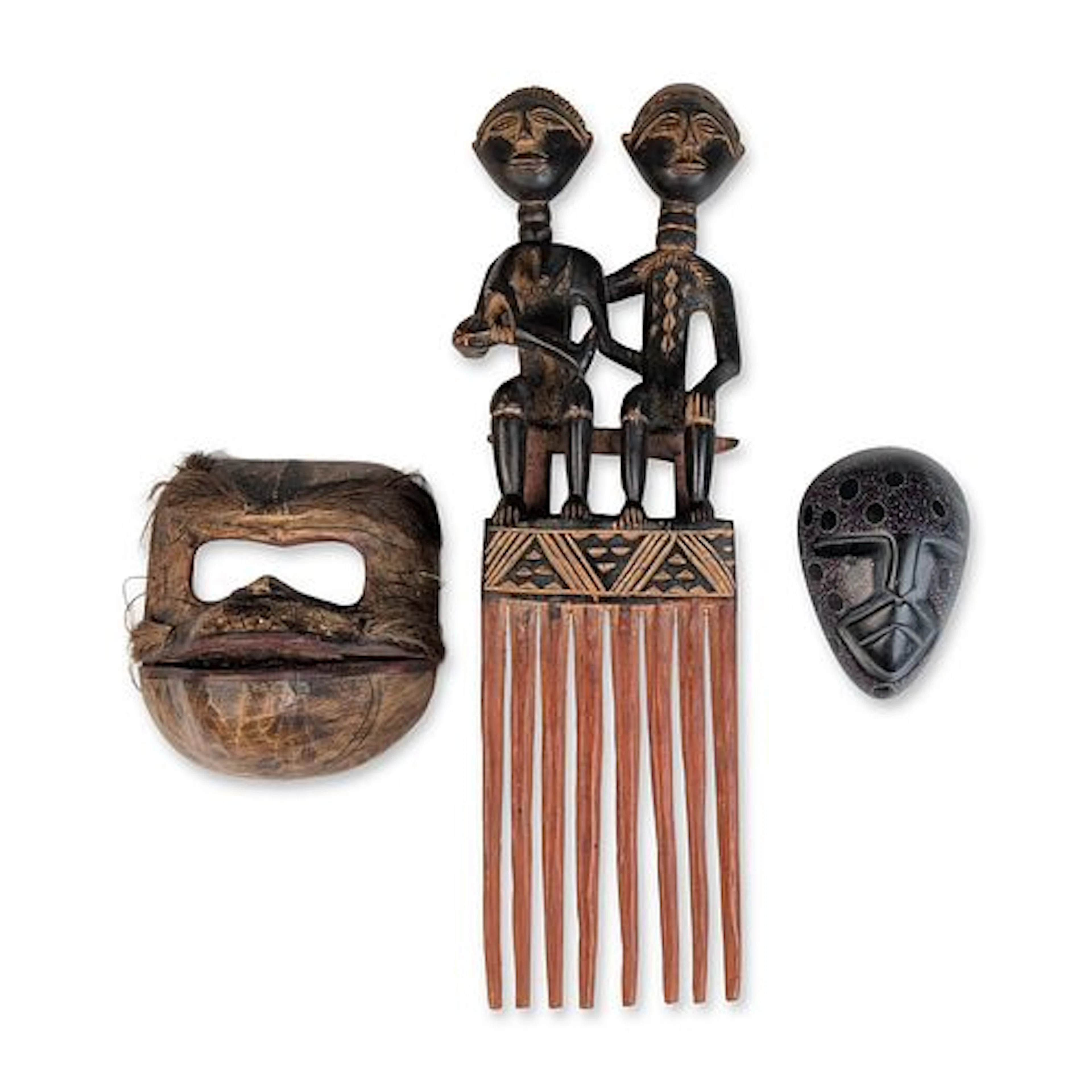 3pc Ethnographic African and Indonesian Objects