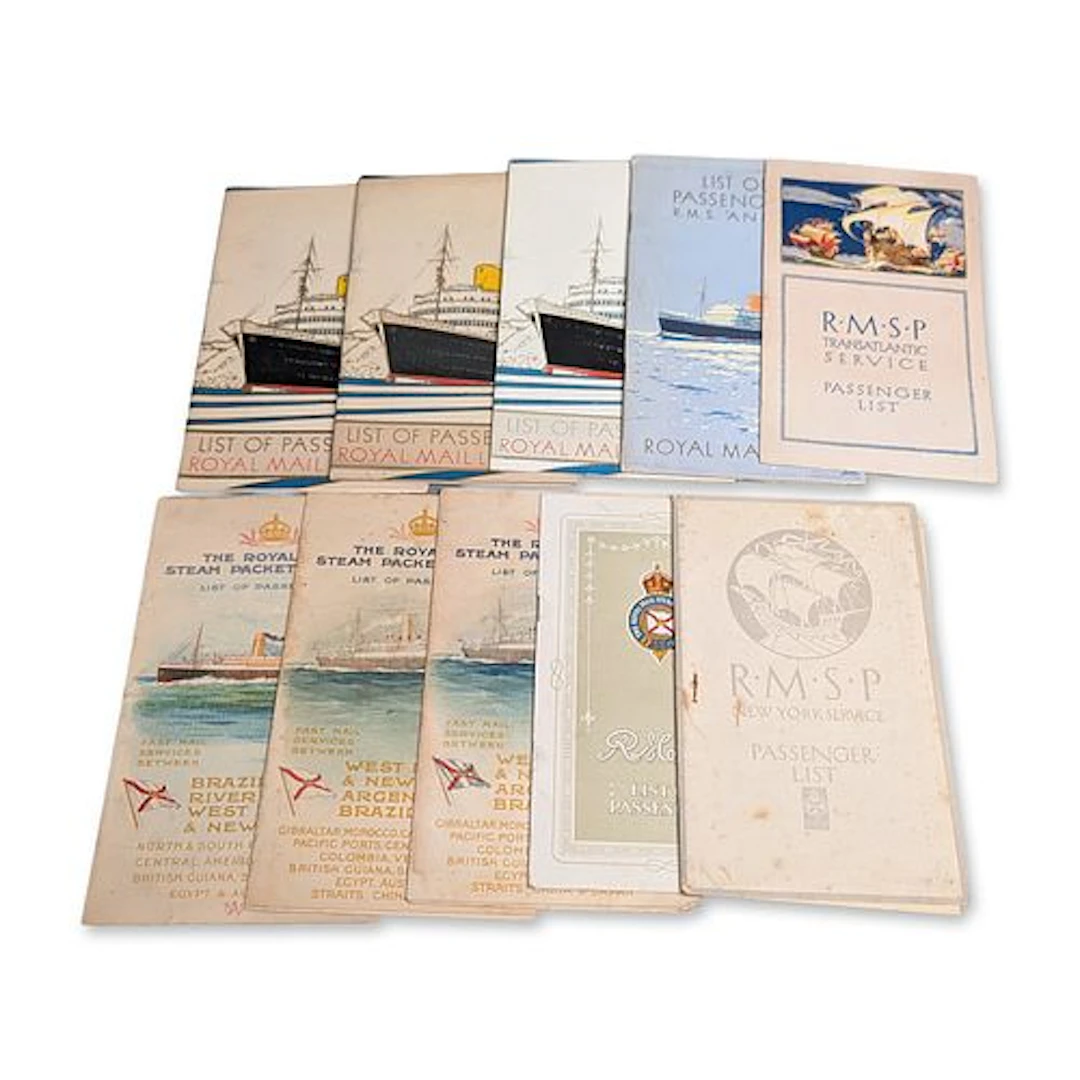 10pc R.M.S.P. and Royal Mail Lines Passenger List Collection