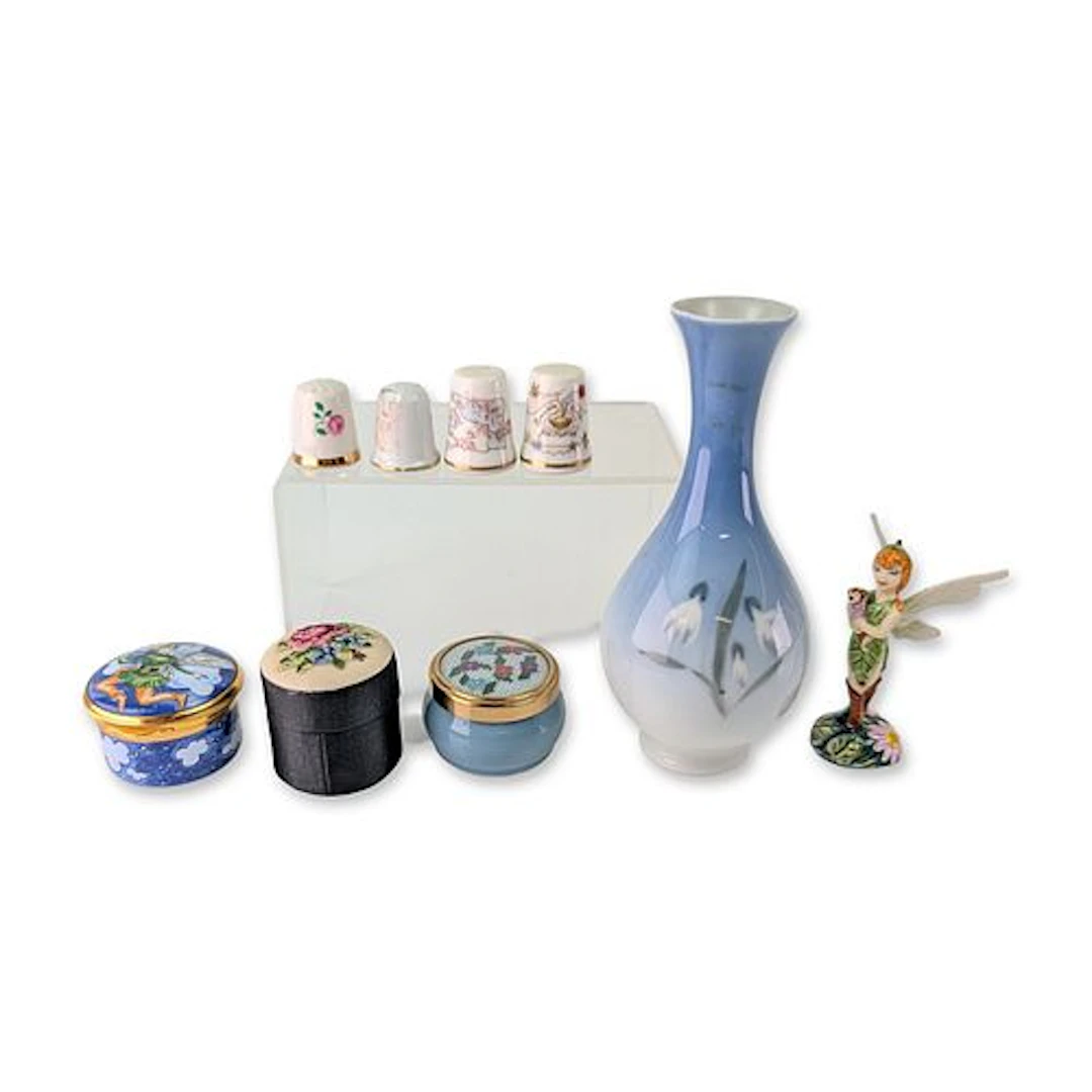 Group of Miniature Decorative Ceramic and Porcelain Objects