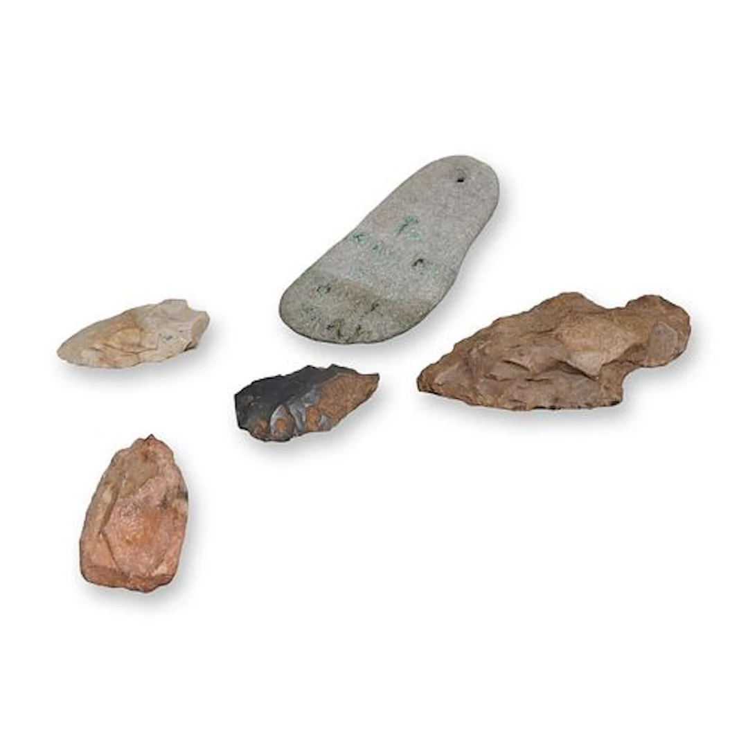 5pc Group of North American Lithic Artifacts and Perforated Stone Pendant