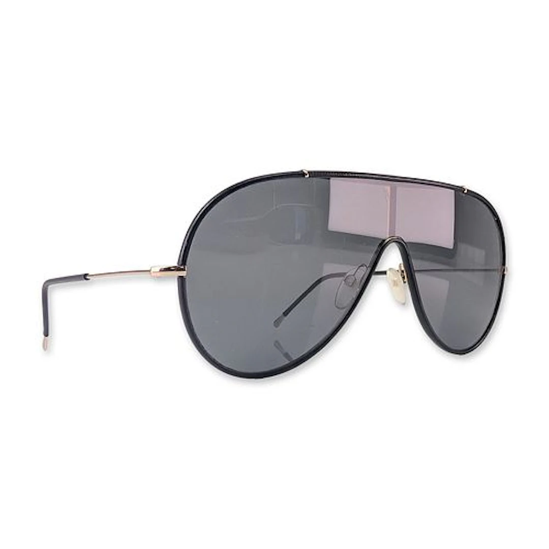 Tom Ford Black Leather and Goldtone Metal Mack Sunglasses