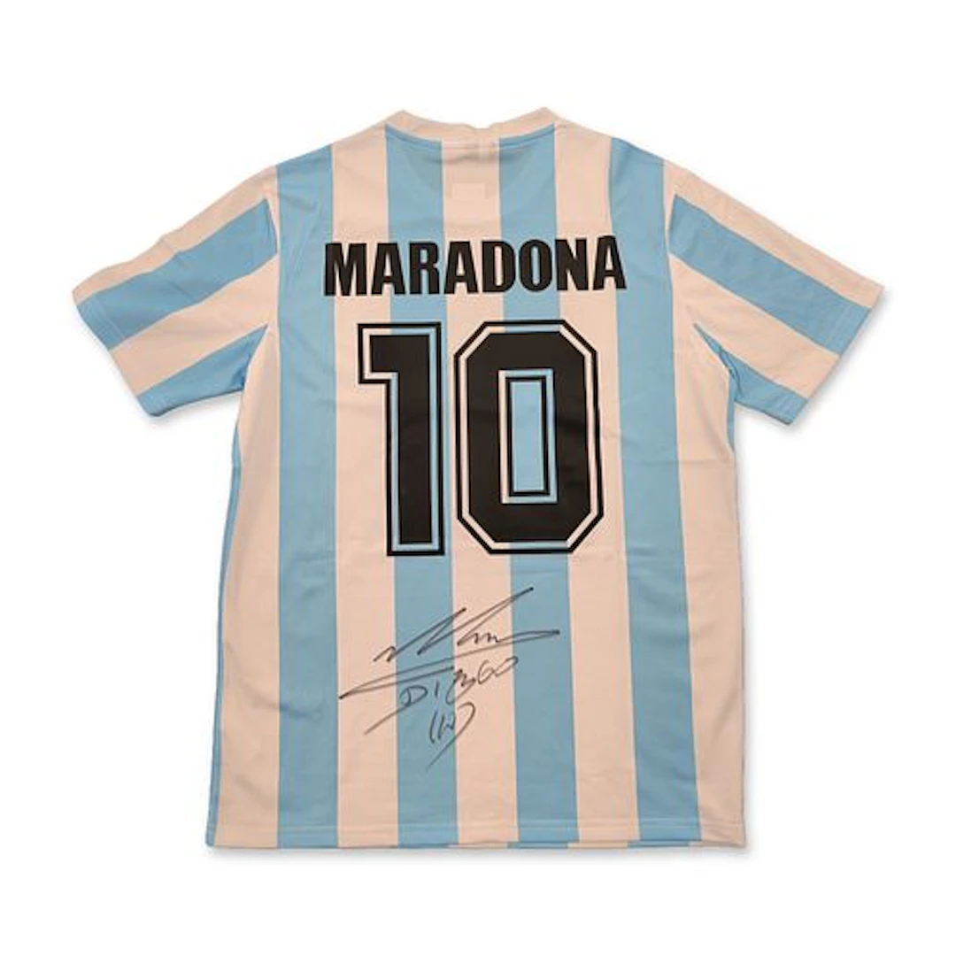 Diego Maradona Signed Argentina 1986 Style Commemorative Jersey with COA
