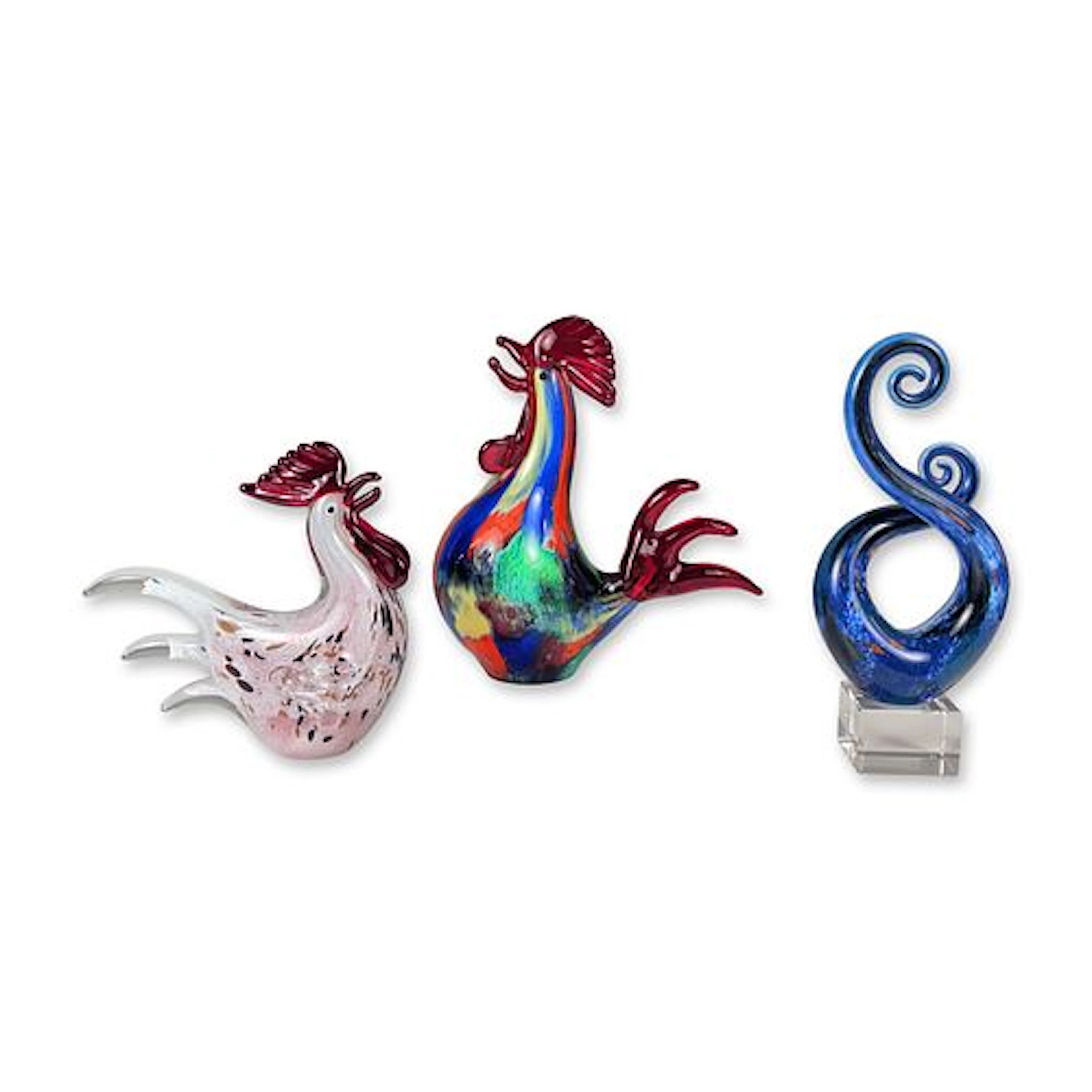 3pc Murano Style Art Glass Figurines