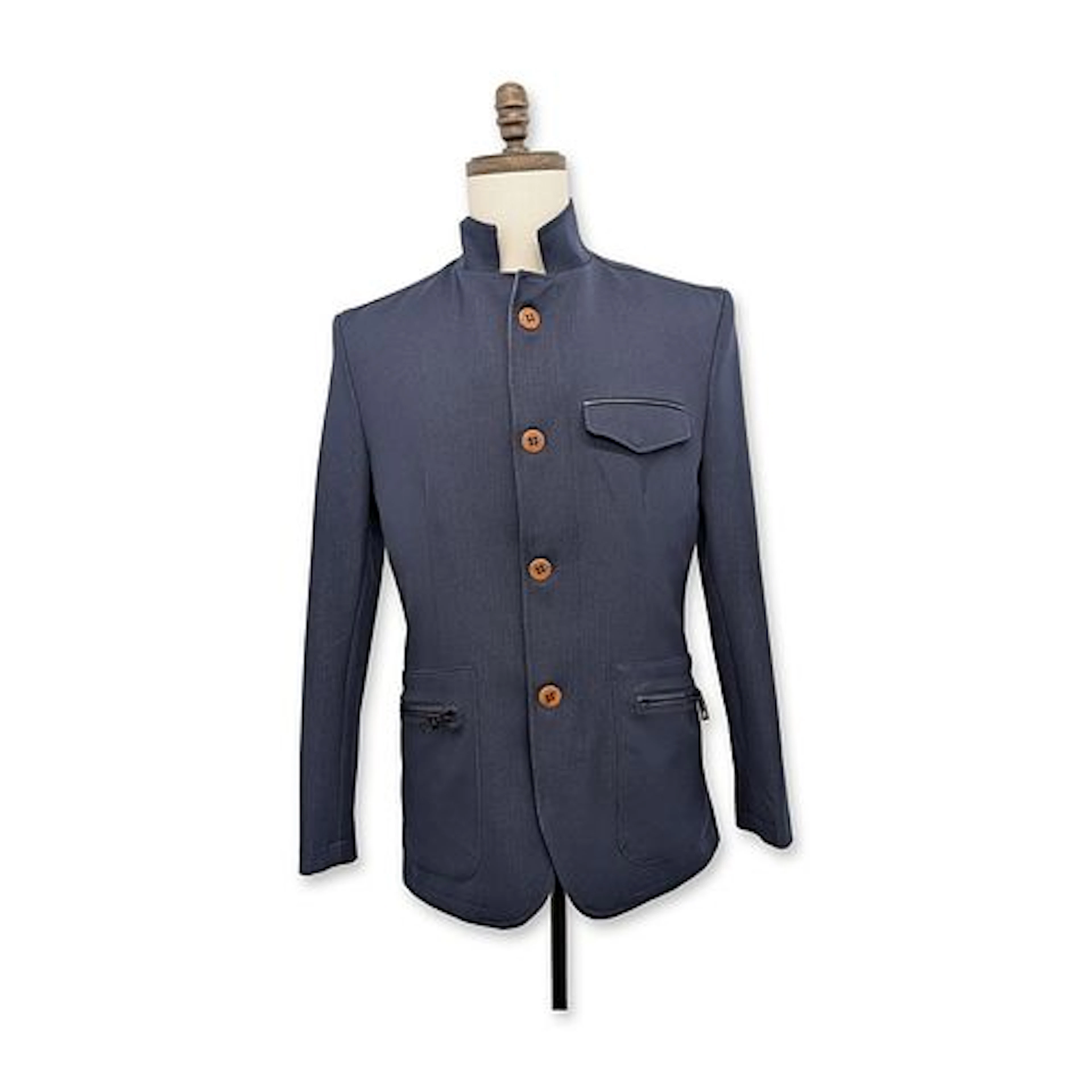 Ron Tomson RNT23 Stand Collar Navy Denim Blazer
