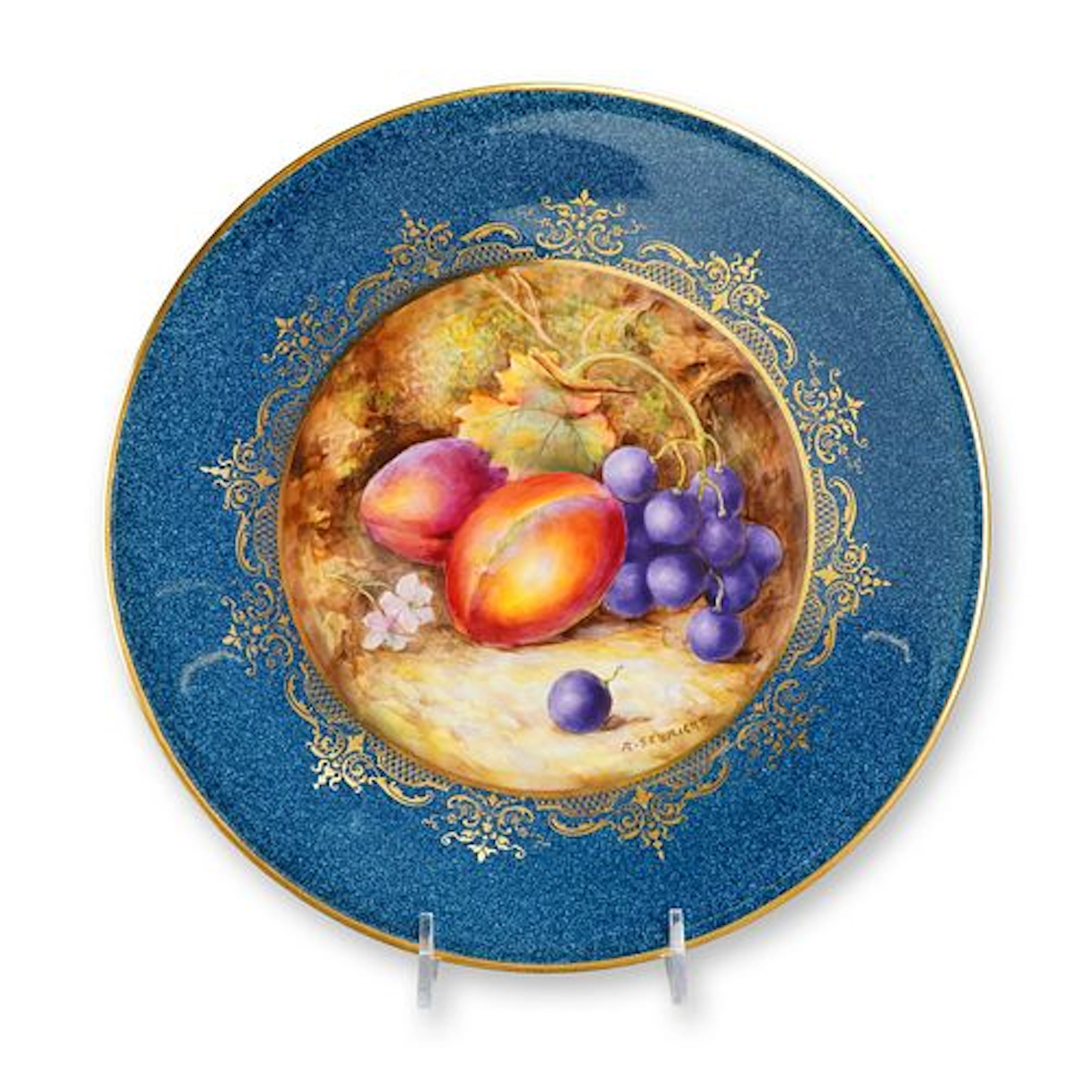 English Royal Worcester Hand-Painted Porcelain Cabinet Plate with