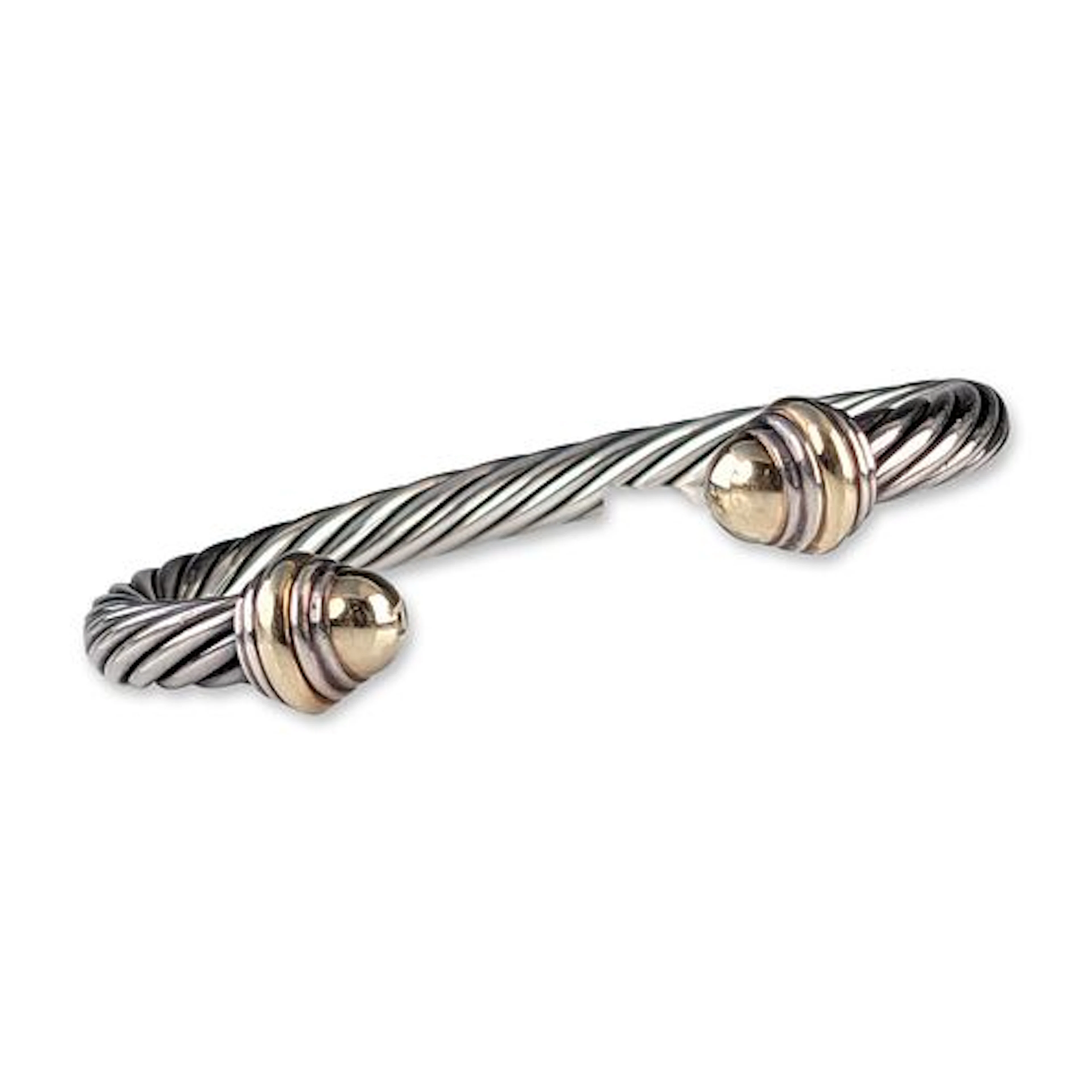 David Yurman Sterling Silver and 14K Yellow Gold Classic Cable Cuff Bracelet