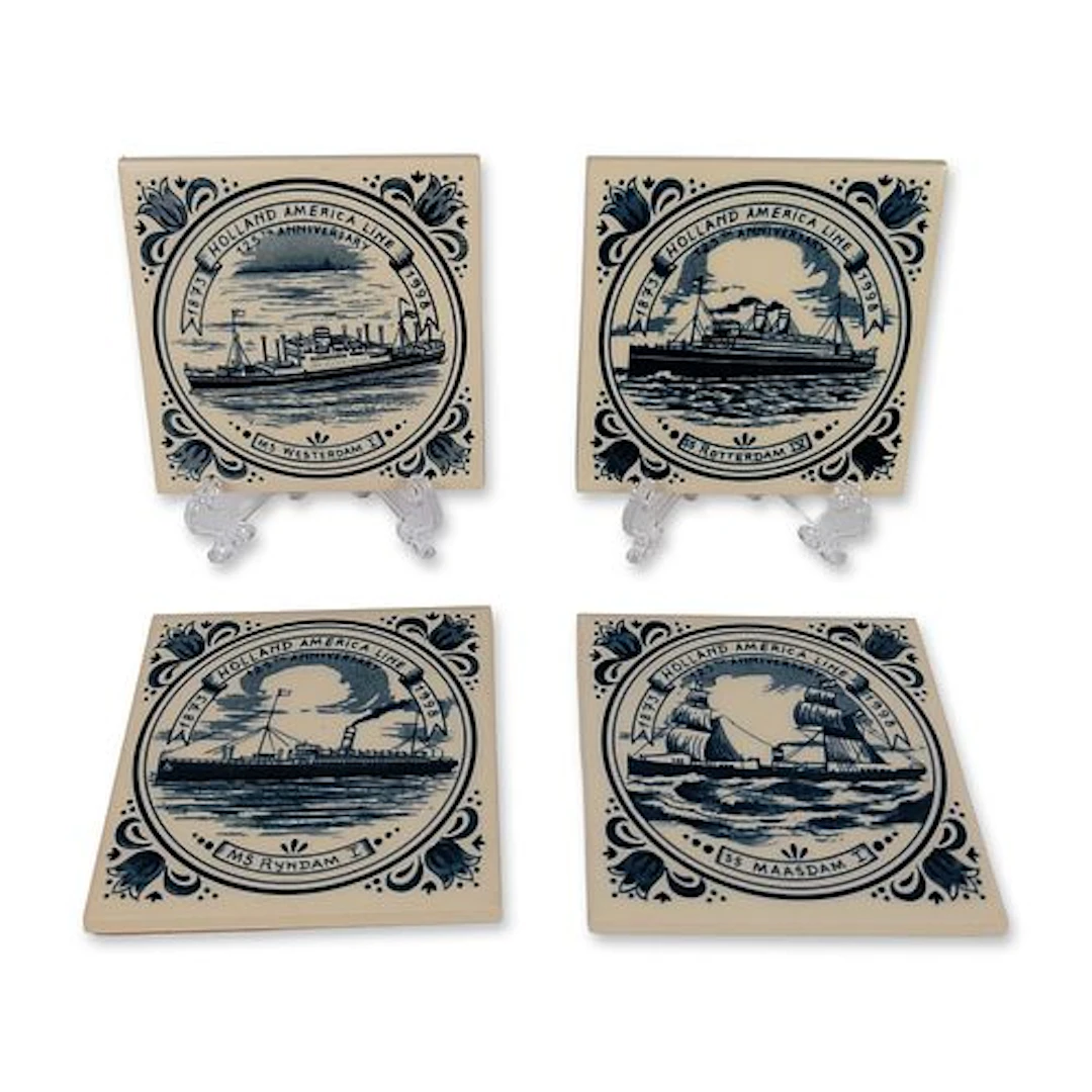 10pc Holland America Line Anniversary Ceramic Coasters