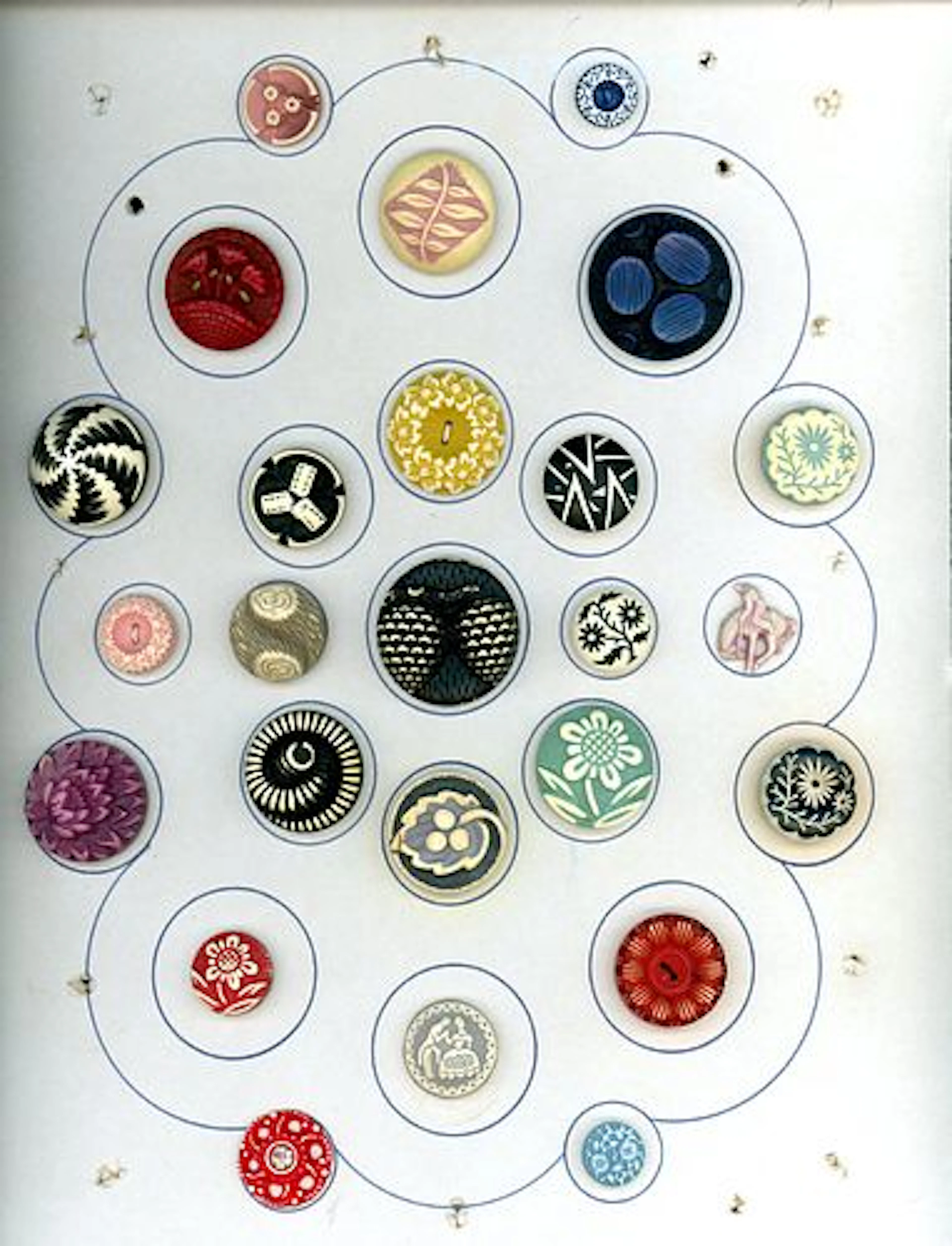 A CARD OF DIVISION THREE CELLULOID BUTTONS