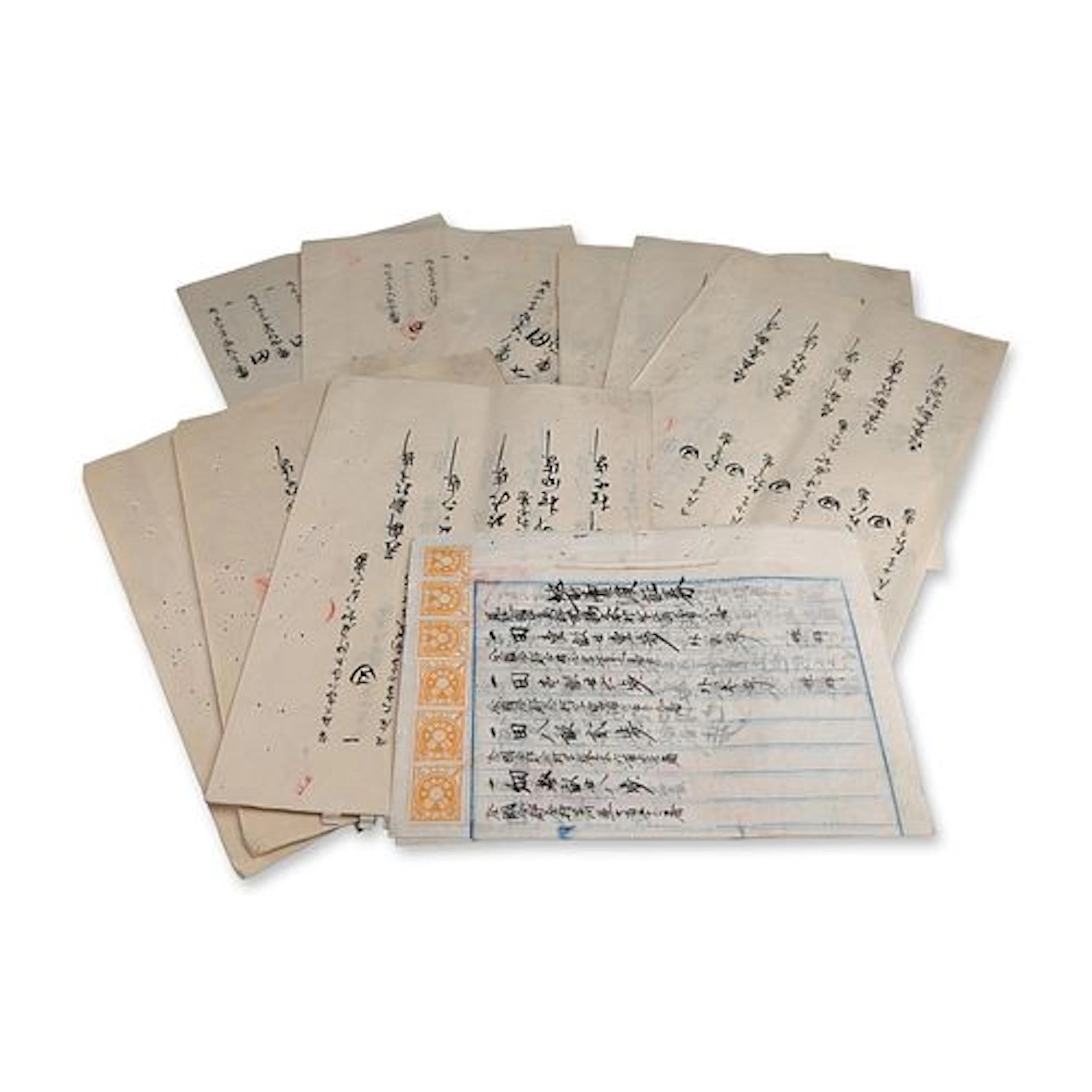 18pc Meiji Period Japanese Land Registry Documents and Revenue Stamps