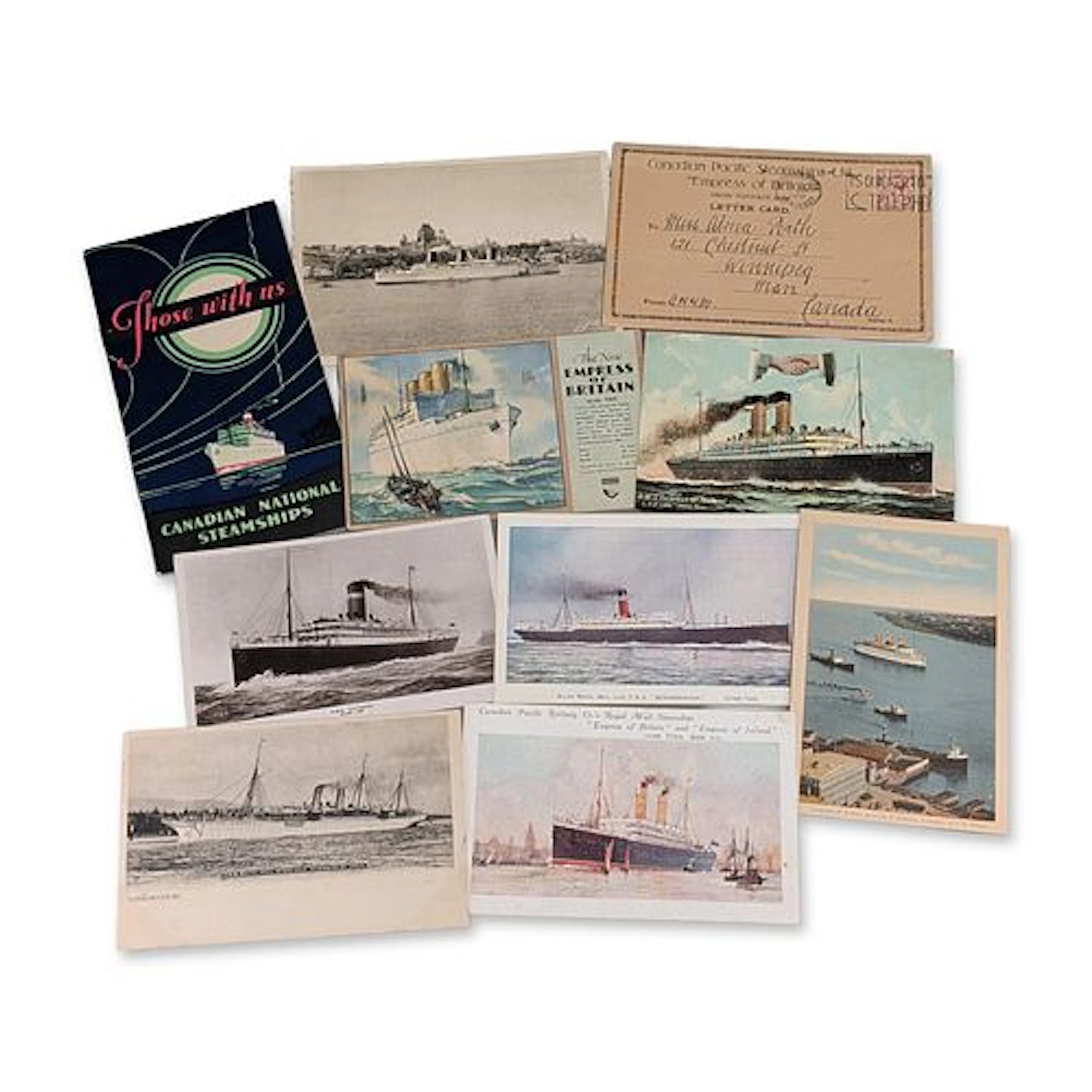 10pc Canadian Maritime Steamship Ephemera and Postcards