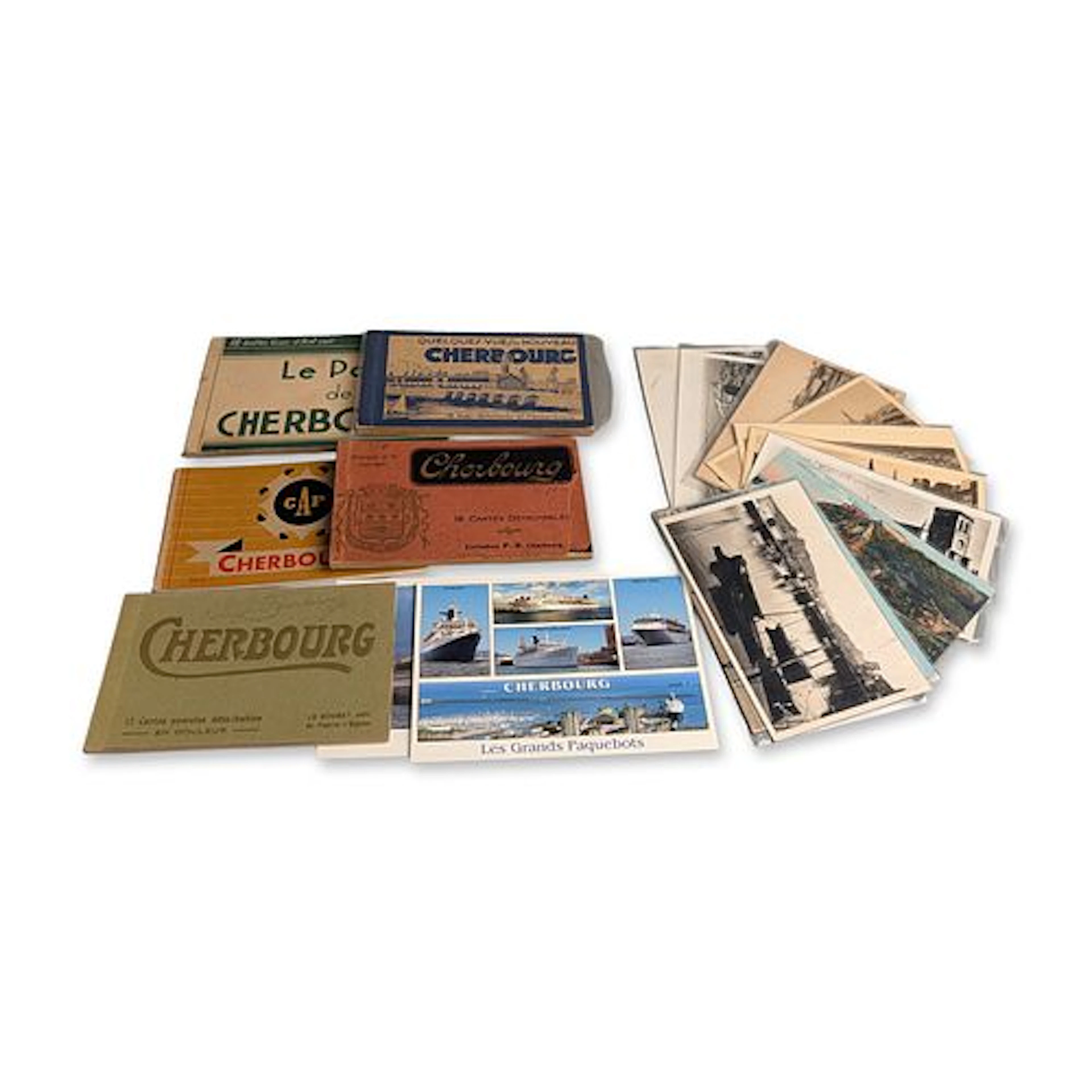 28pc Collection of Cherbourg France Postcard Booklets and Postcards