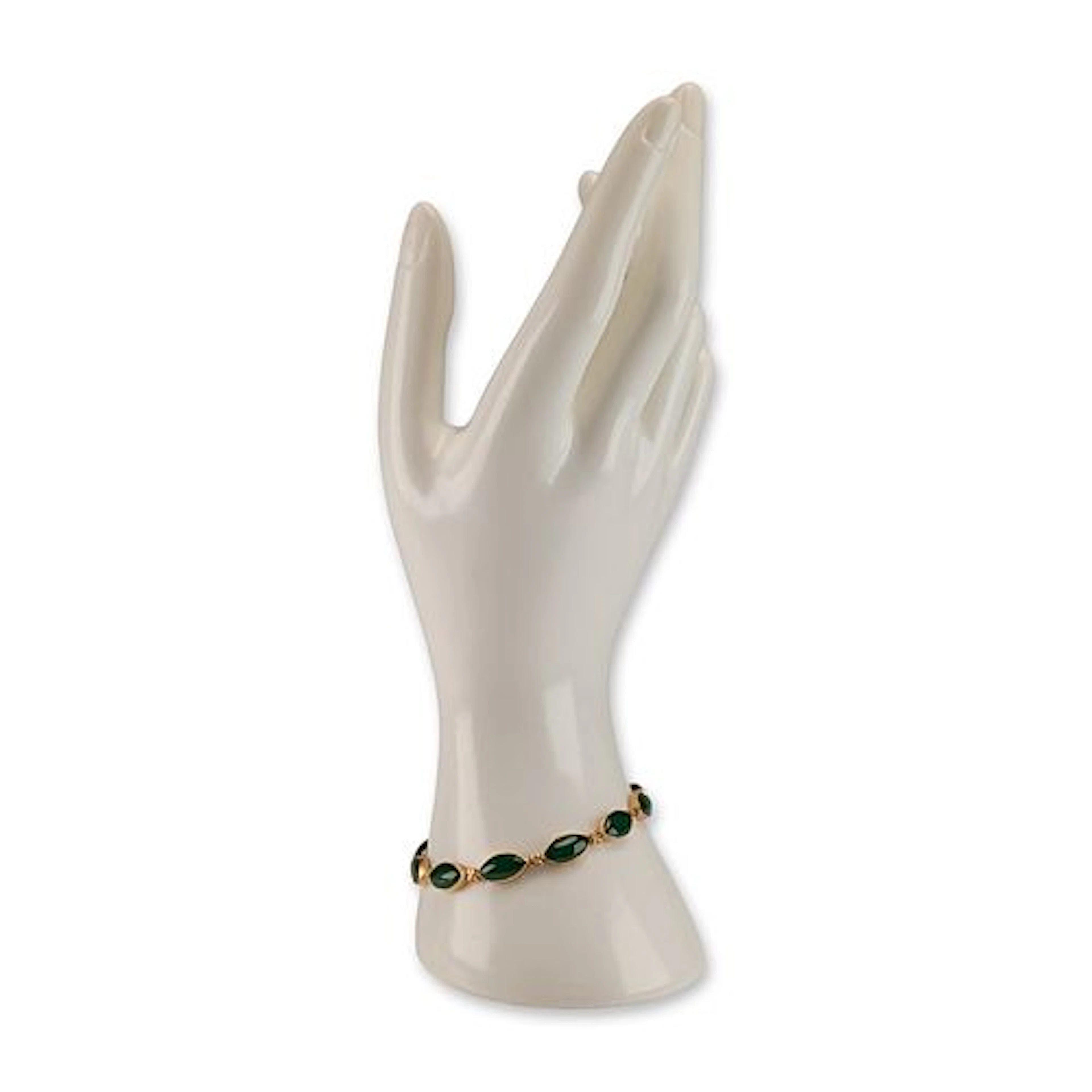 14K Yellow Gold Green Jade and Diamond Bracelet