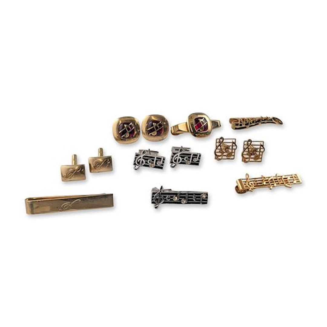 13pc Collection of Anson and Swank Musical Motif Cufflinks and Tie Clips