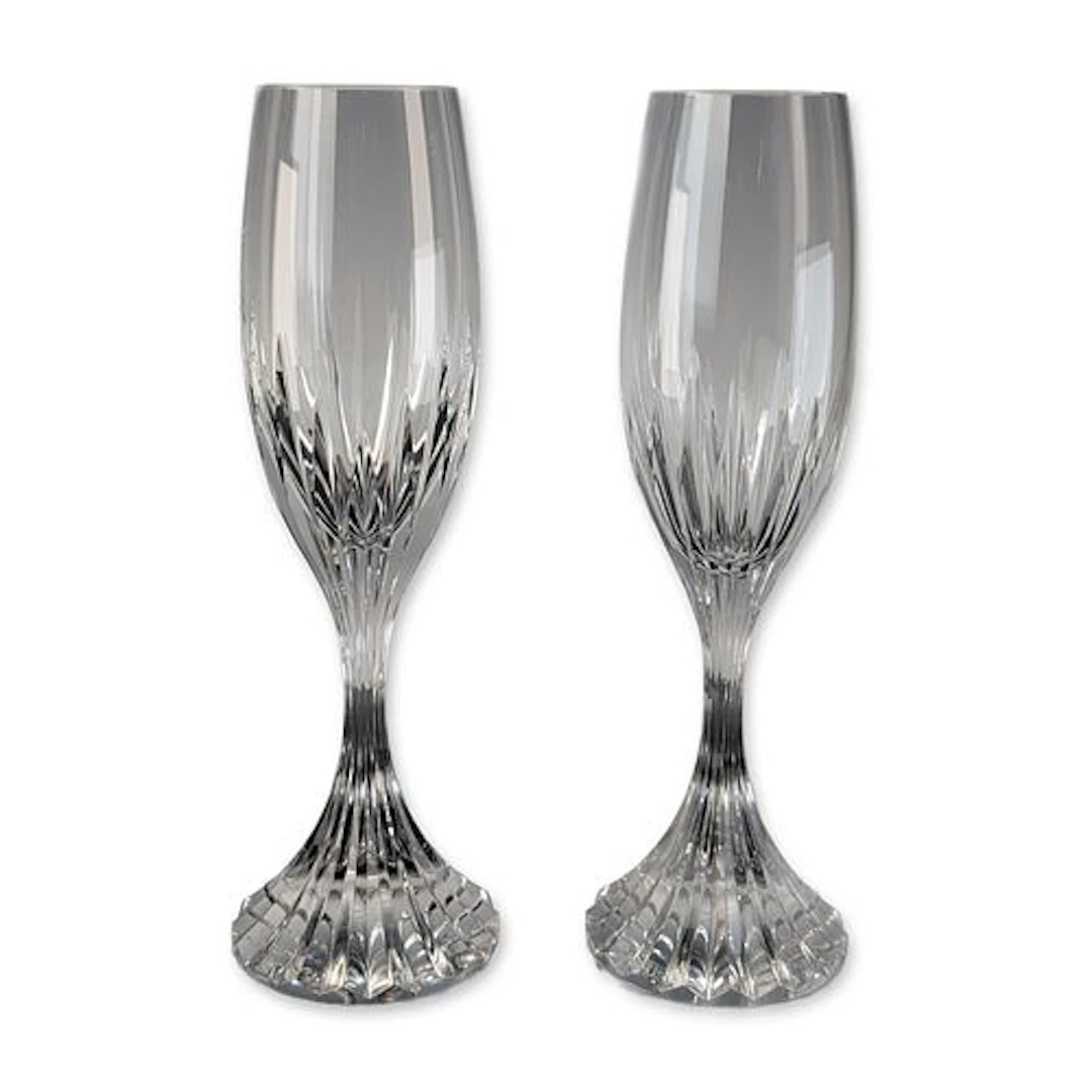 Pair of Baccarat Massena Crystal Champagne Flutes
