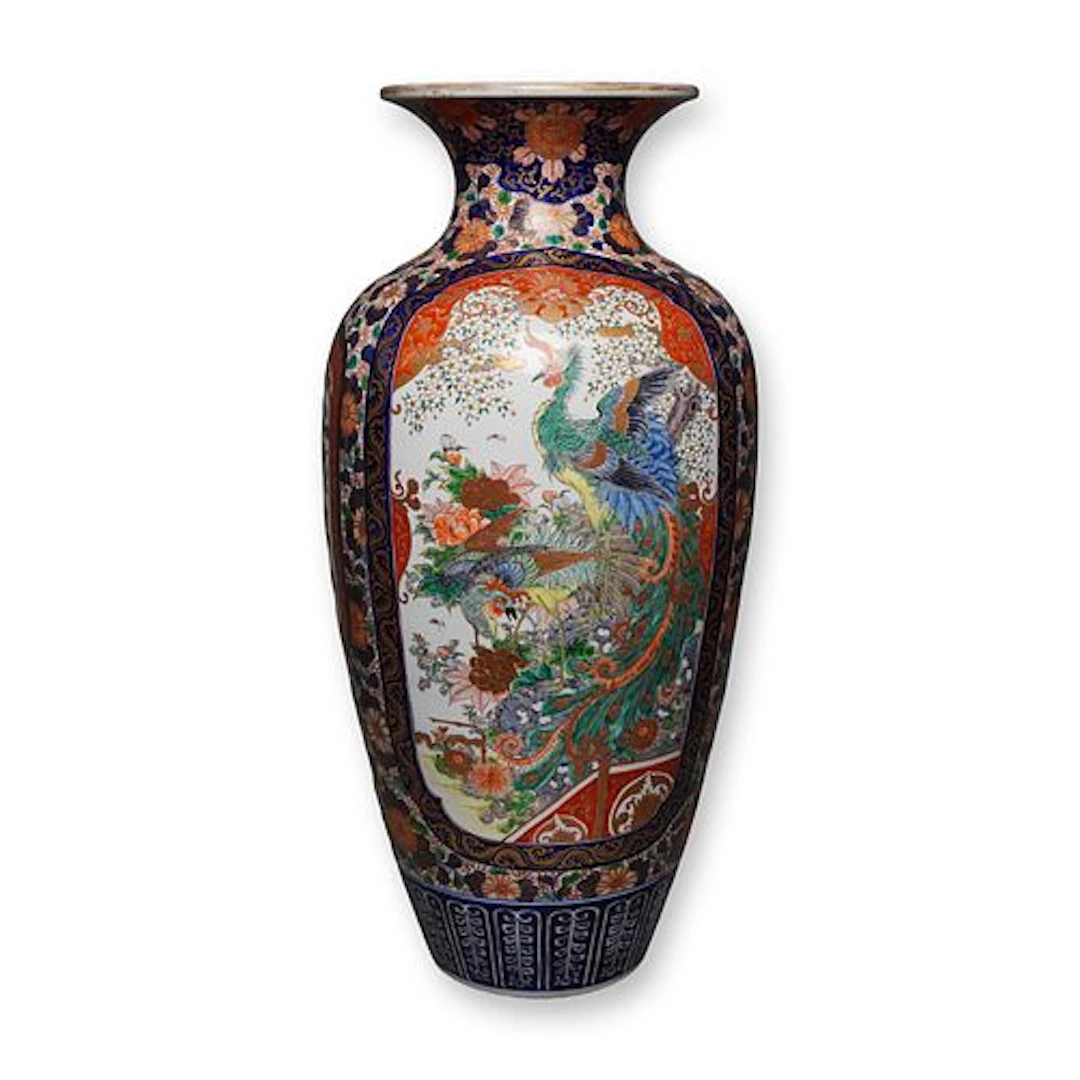 Large Japanese Porcelain Phoenix Design Vase