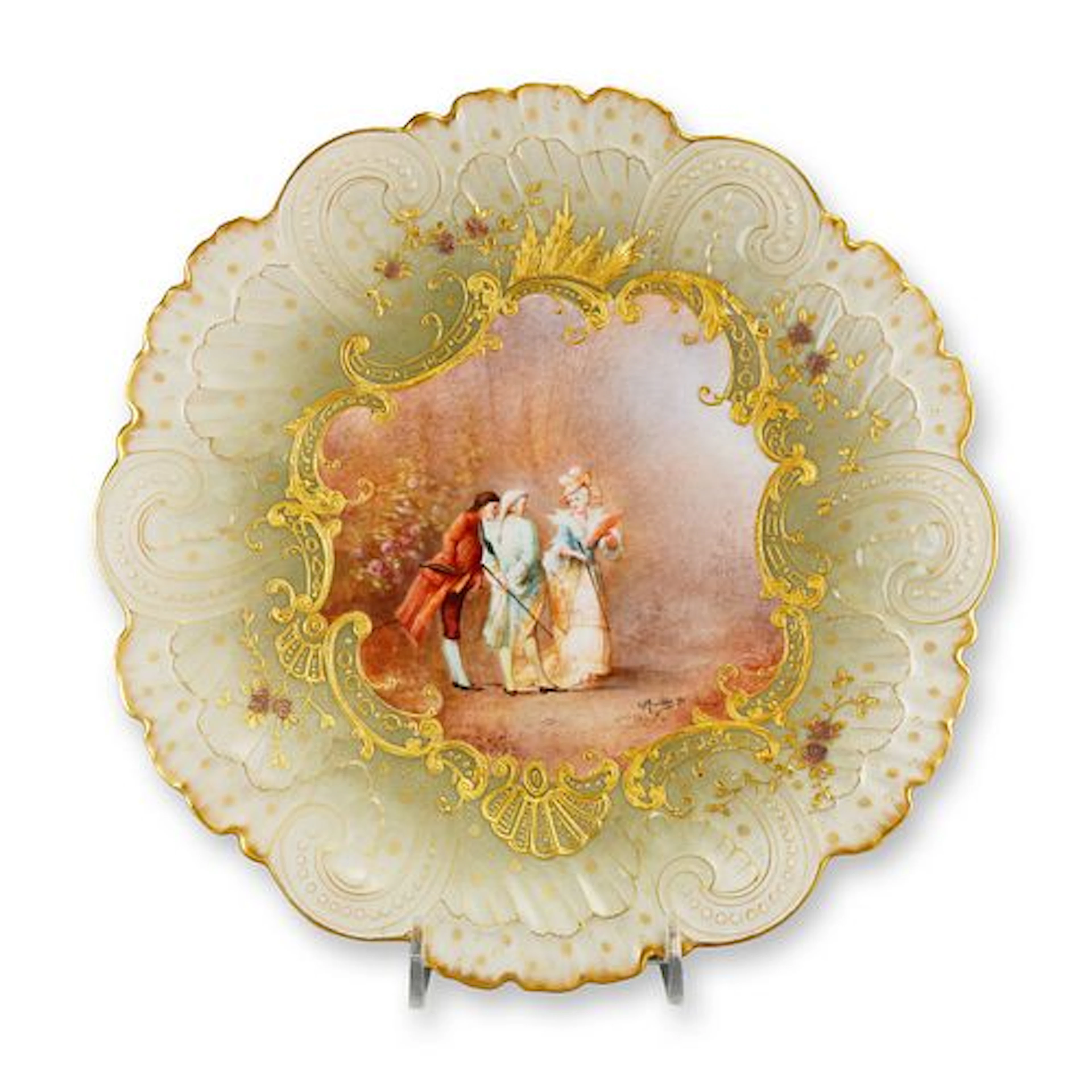 Mansard Paris Belle Epoque Hand-Painted Rococo Revival Cabinet Plate
