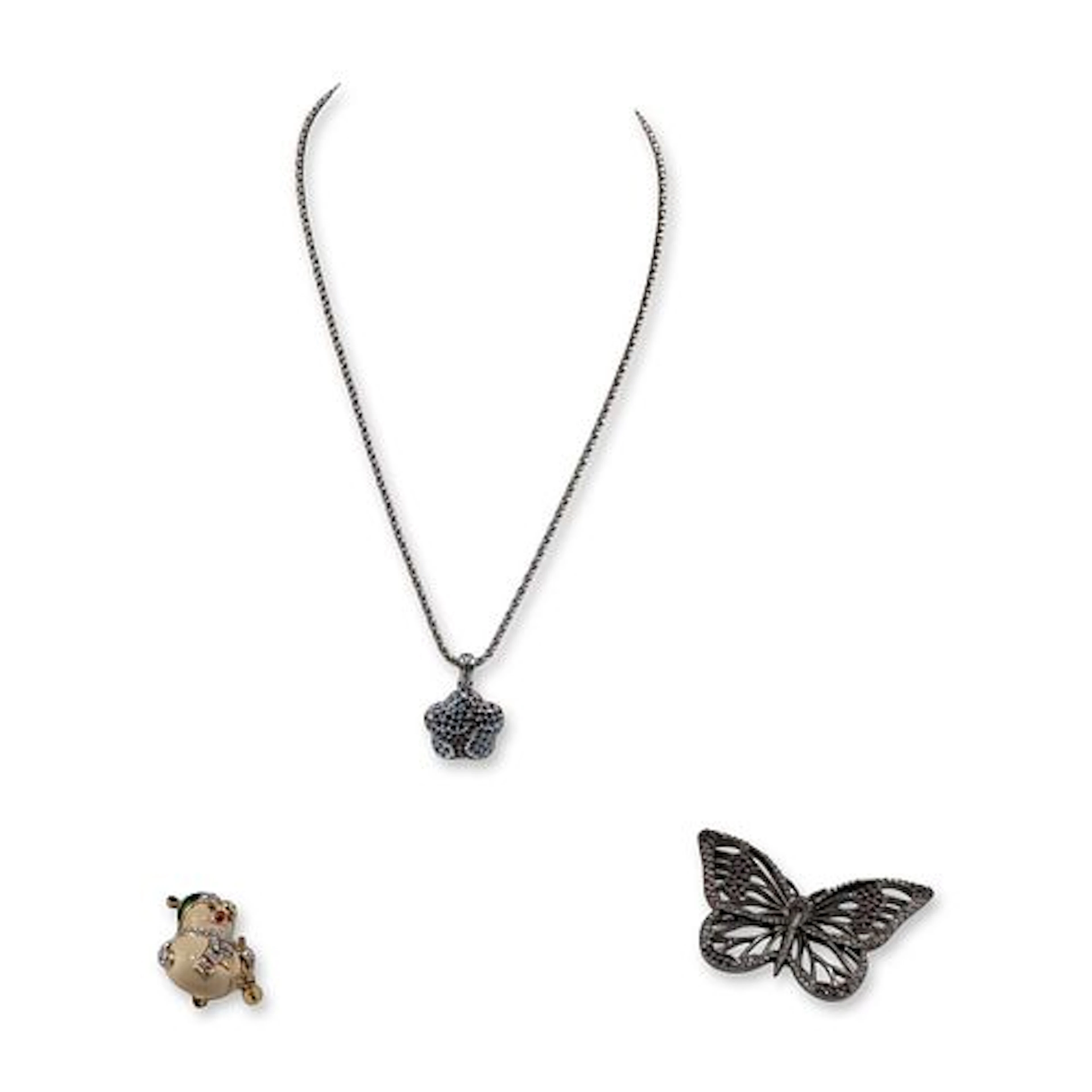 3pc Swarovski Rhinestone Necklace and Brooch Pins Collection