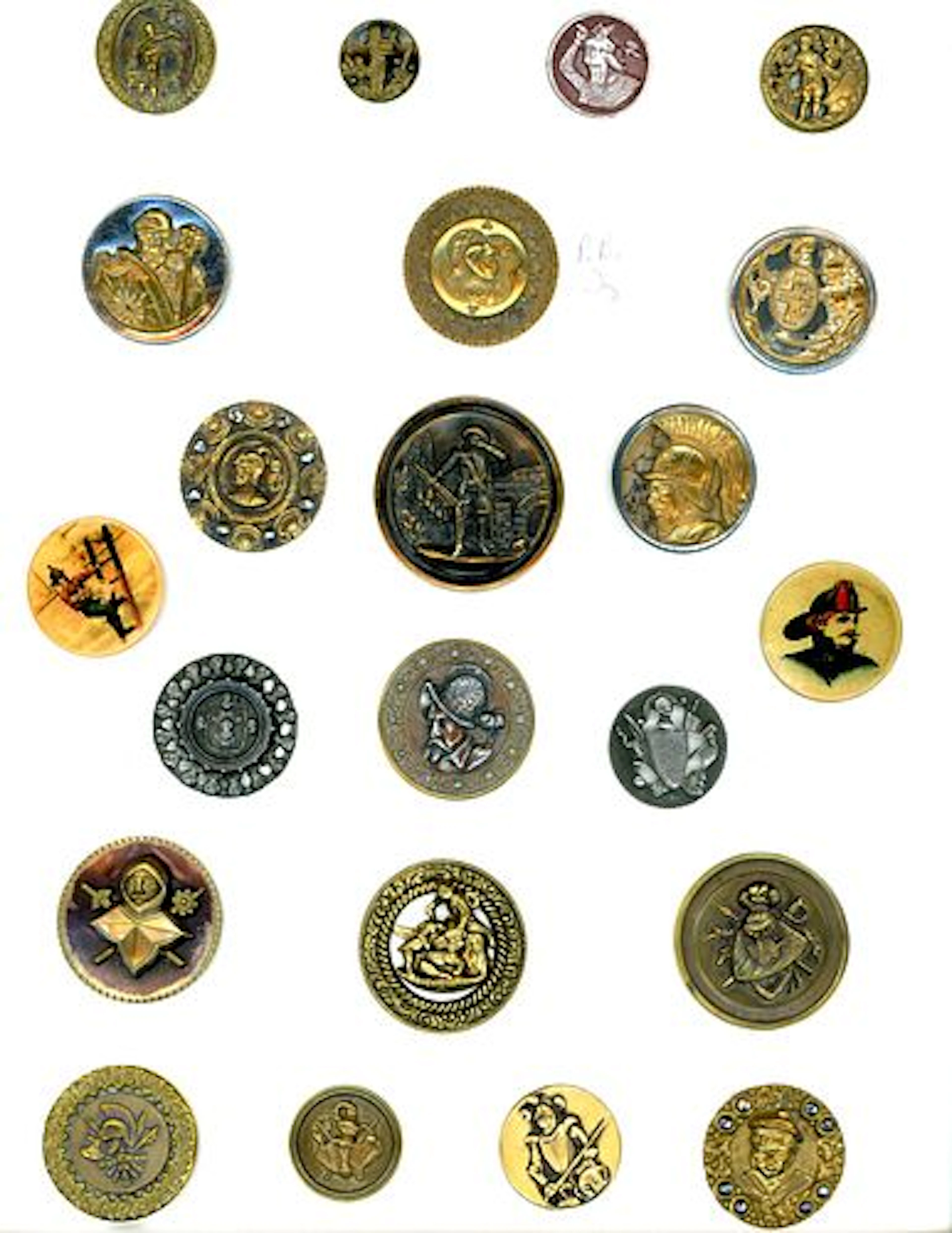 A CARD OF DIVISION ONE PICTURE BUTTONS