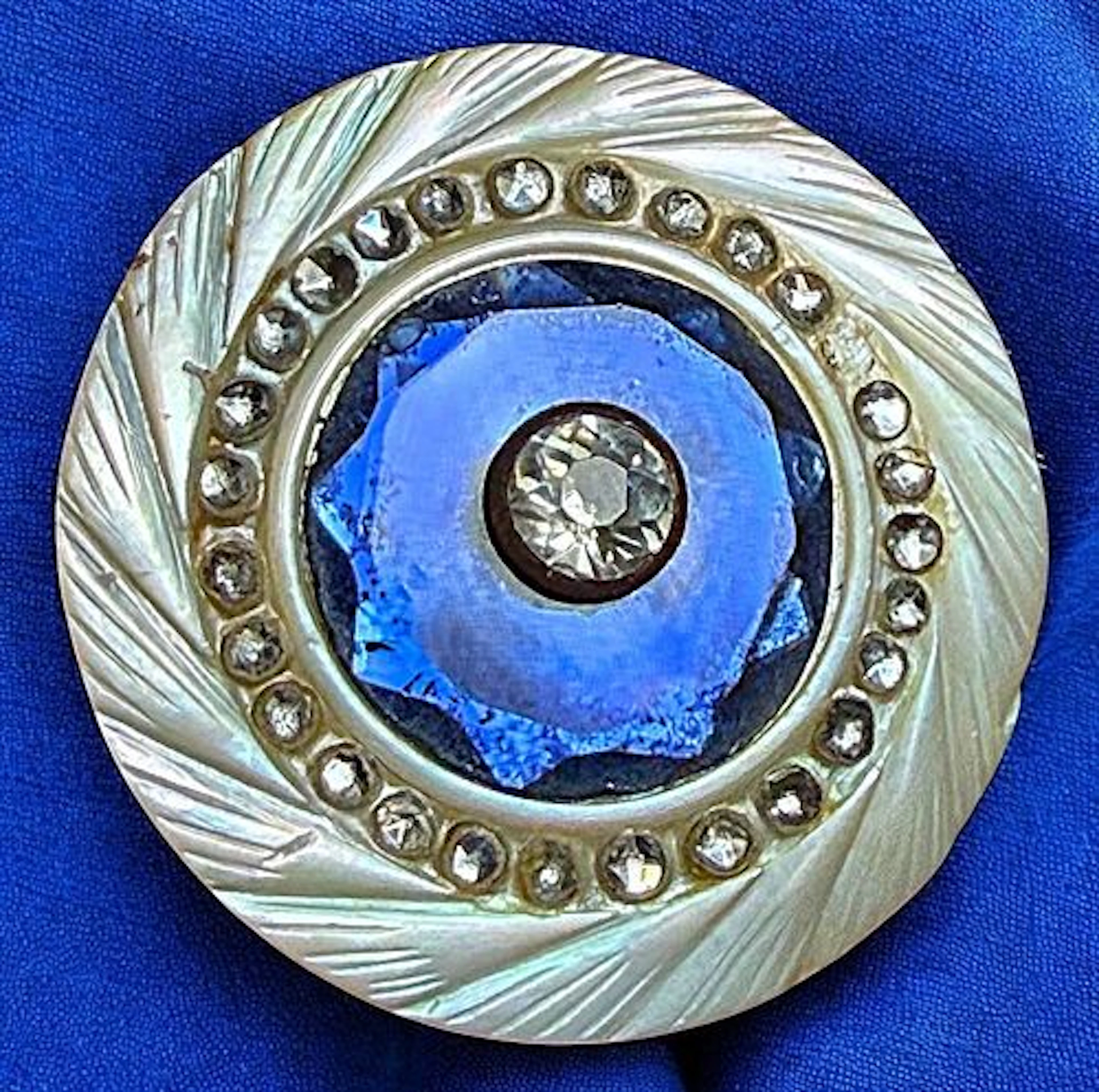 A DIVISION ONE PEARL-GLASS & PASTE BUTTON
