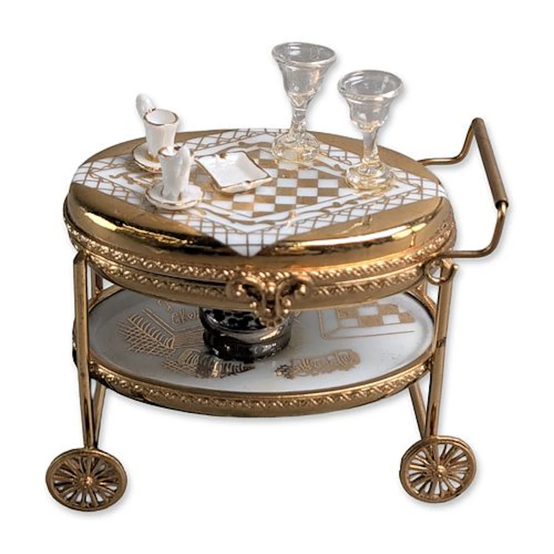 Limoges France Porcelain Miniature Dining Service Cart Box