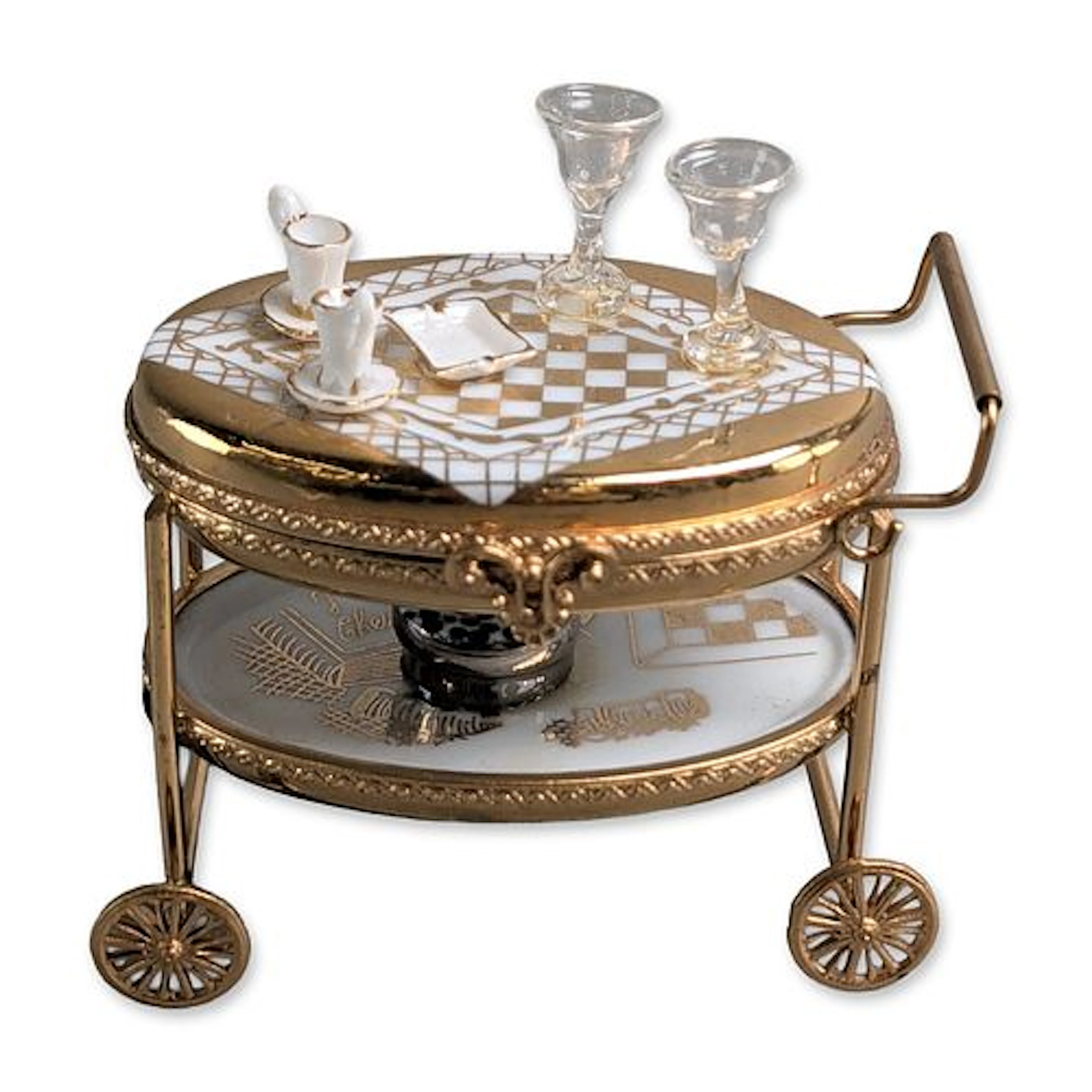 Limoges France Porcelain Miniature Dining Service Cart Box