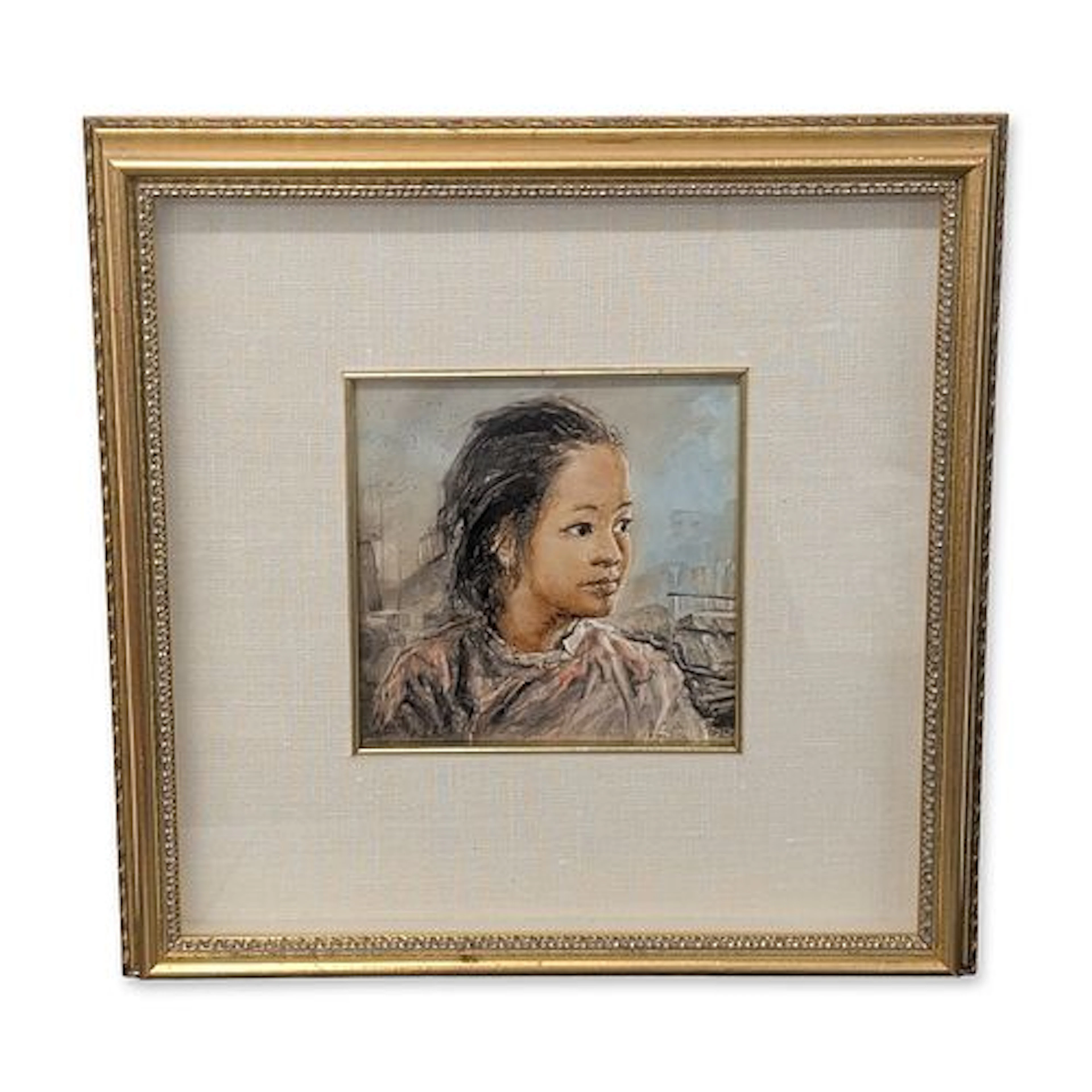 Signed Lithograph on Paper Portrait of a Young Girl