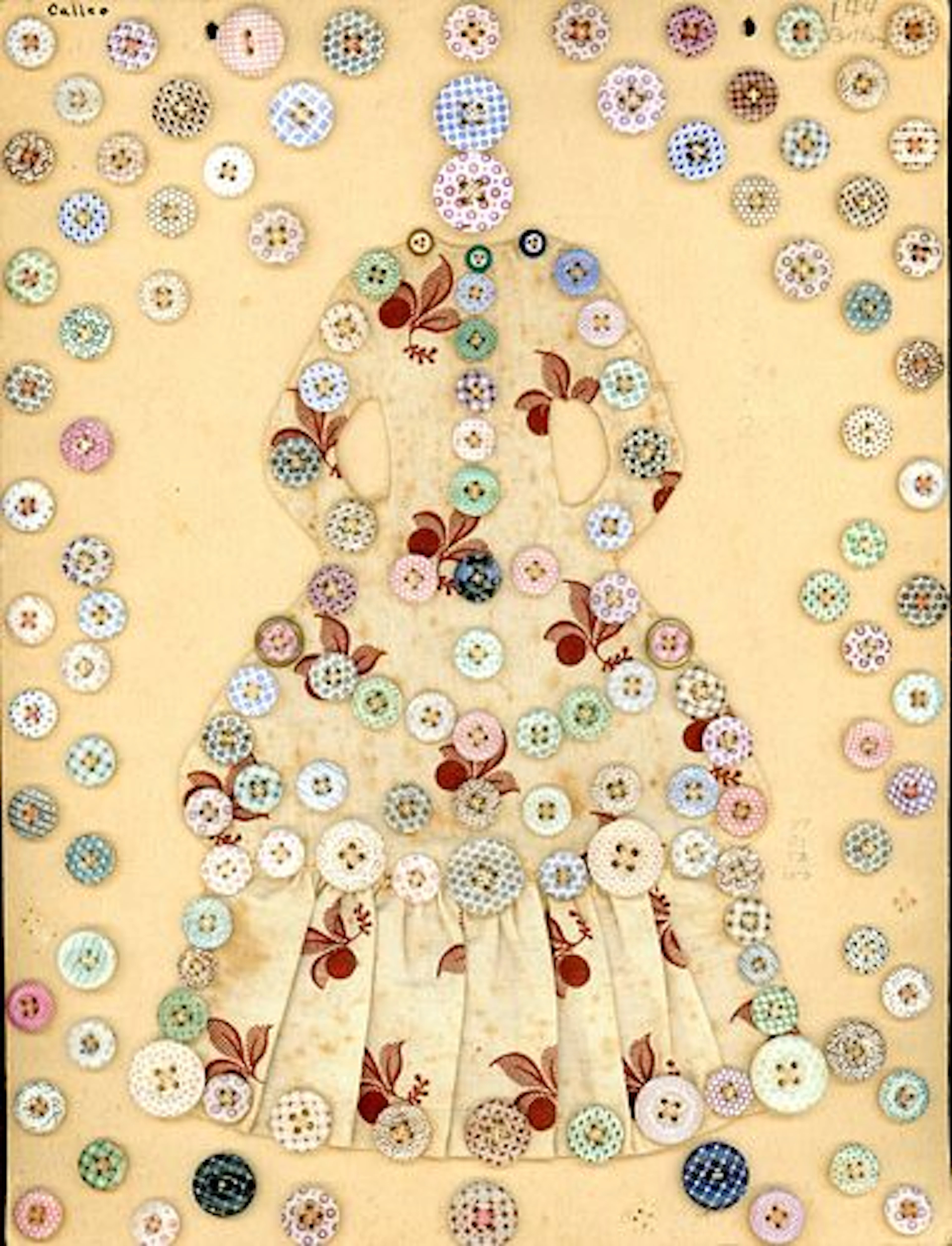 A CARD OF DIVISION ONE CHINA CALICO BUTTONS