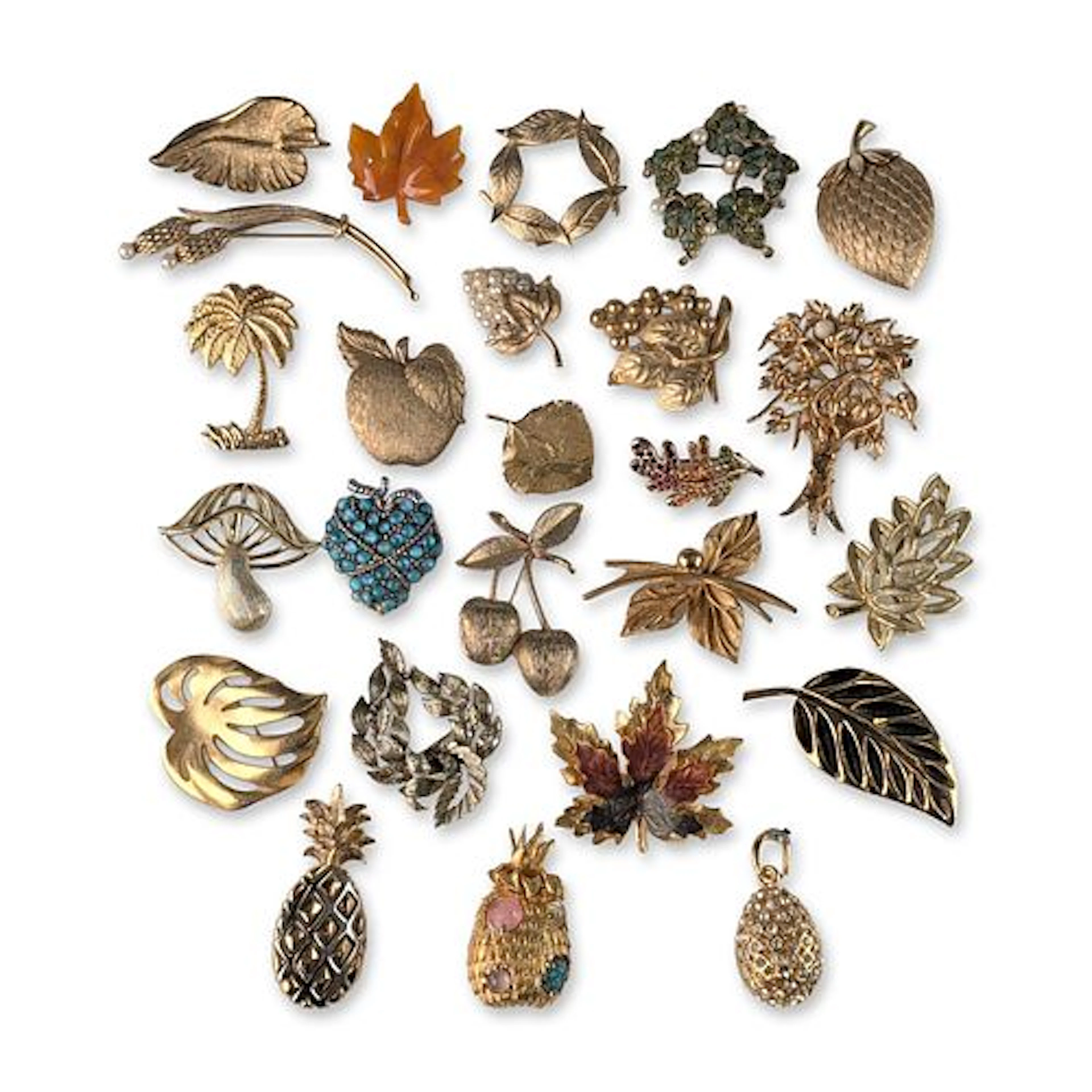 25pc Vintage Trifari Monet and Liz Claiborne Costume Jewelry Brooch Pins